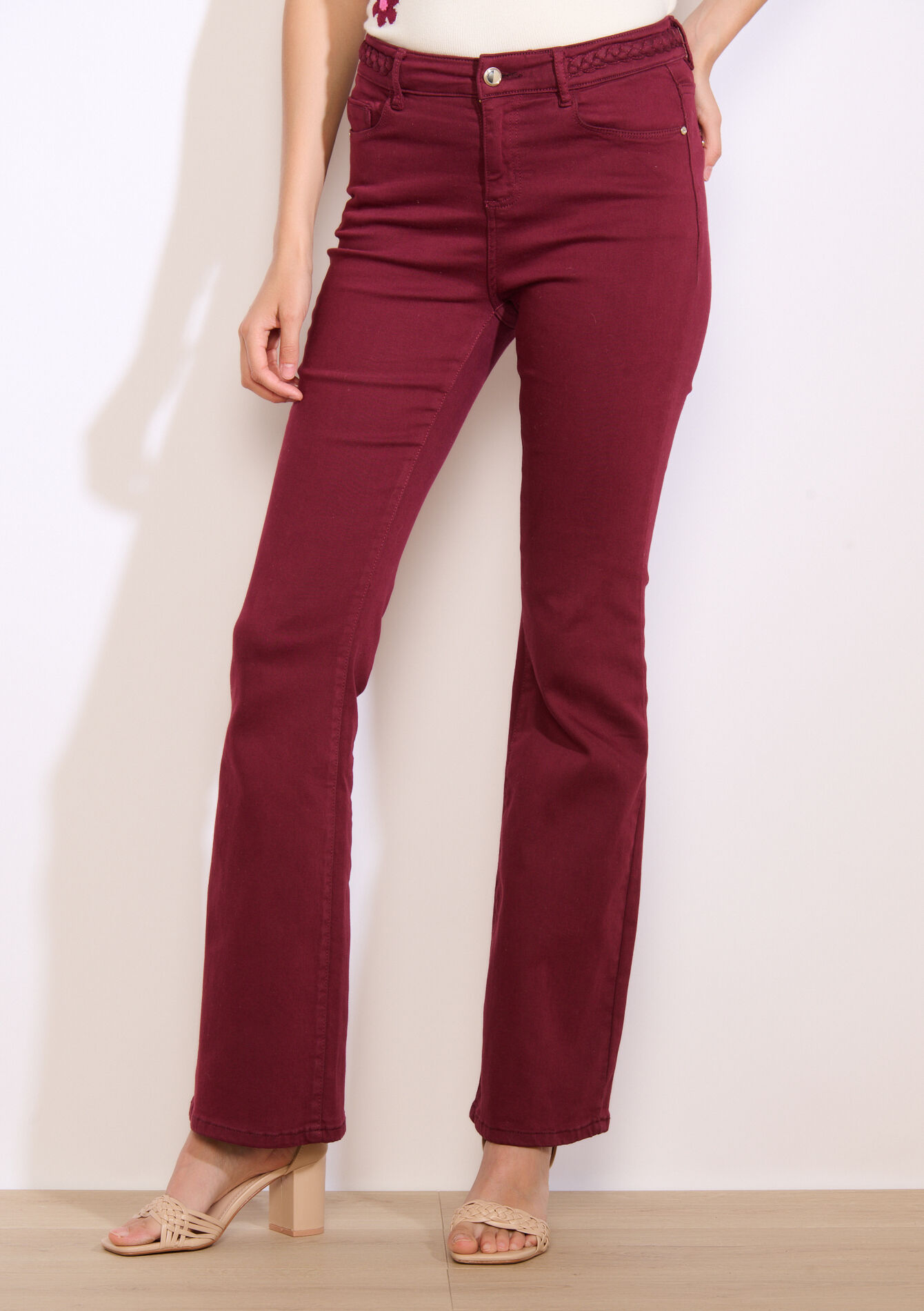 Bootcut jeans met hoge taille, Bootcut jeans met hoge taille - BORDEAU WINE - 06004596_1467