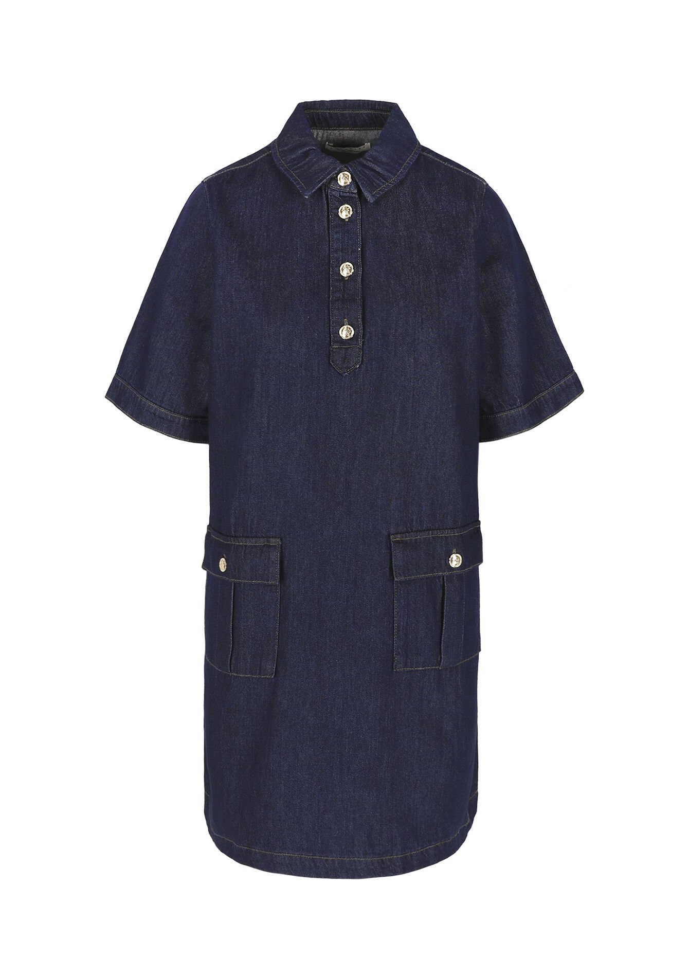 Korte overhemdjurk van denim - DARK BLUE - 08104289_0501