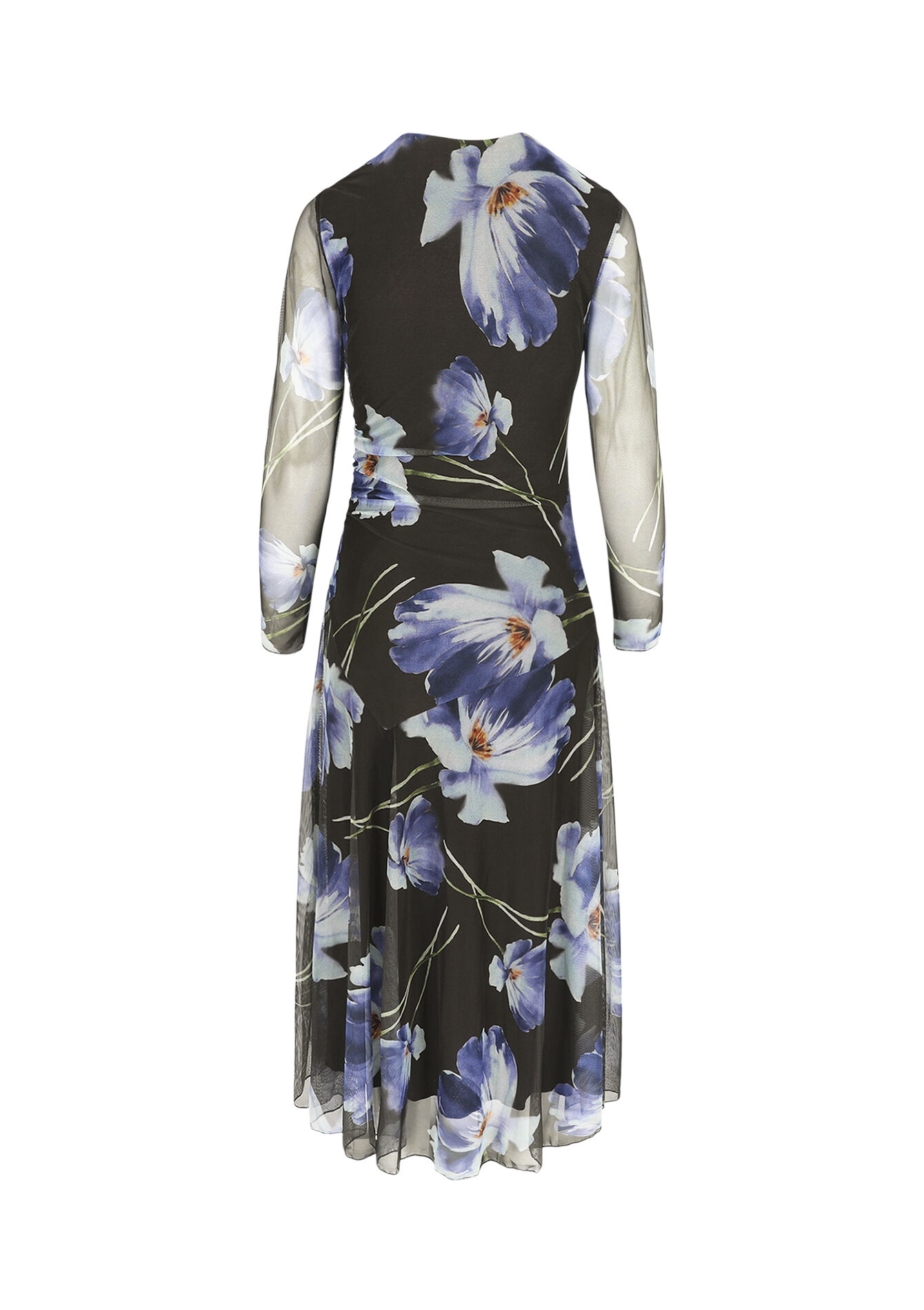 Flowing floral midi dress - BROWN DARK CHOCOLATE - 08104453_3720