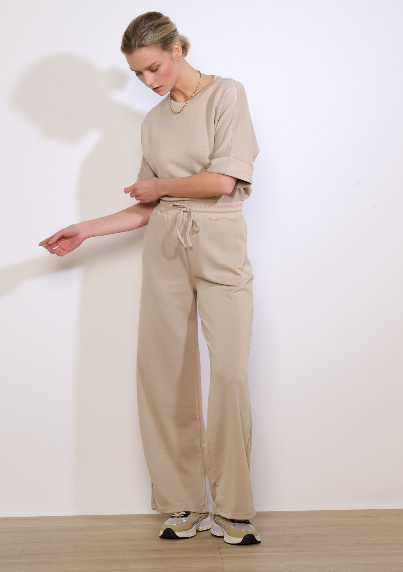 Wijde joggingbroek van modal, Wijde joggingbroek van modal - TAUPE - 15100405_1021