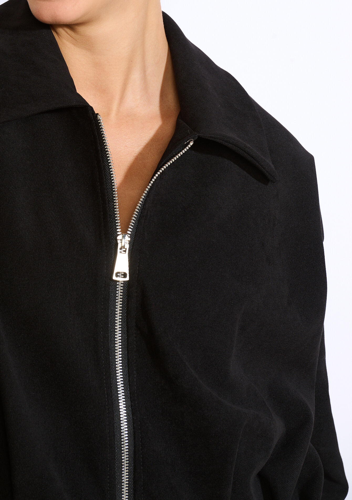 Korte ribfluwelen jas - BLACK - 09101146_1119