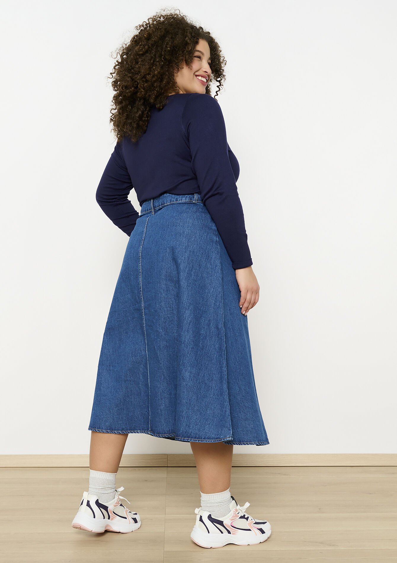 Denim midirok - MEDIUM BLUE - 07101329_0500