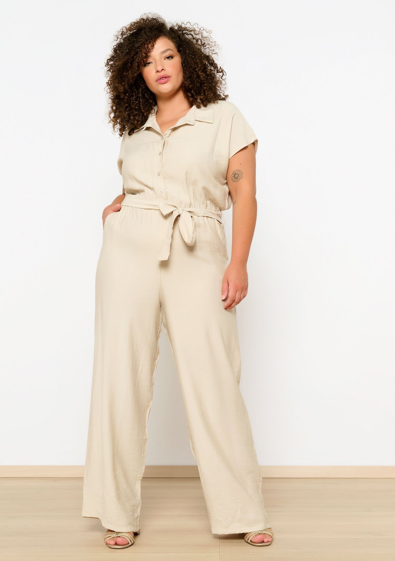 Jumpsuit met korte mouwen - LT BEIGE - 06004507_2527