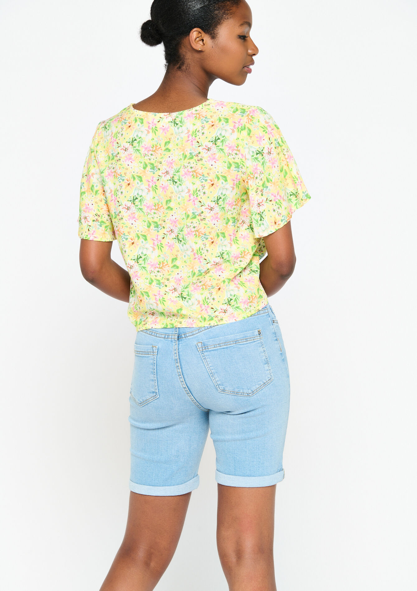 Long denim shorts - BLUE BLEACHED - 22000339_0502