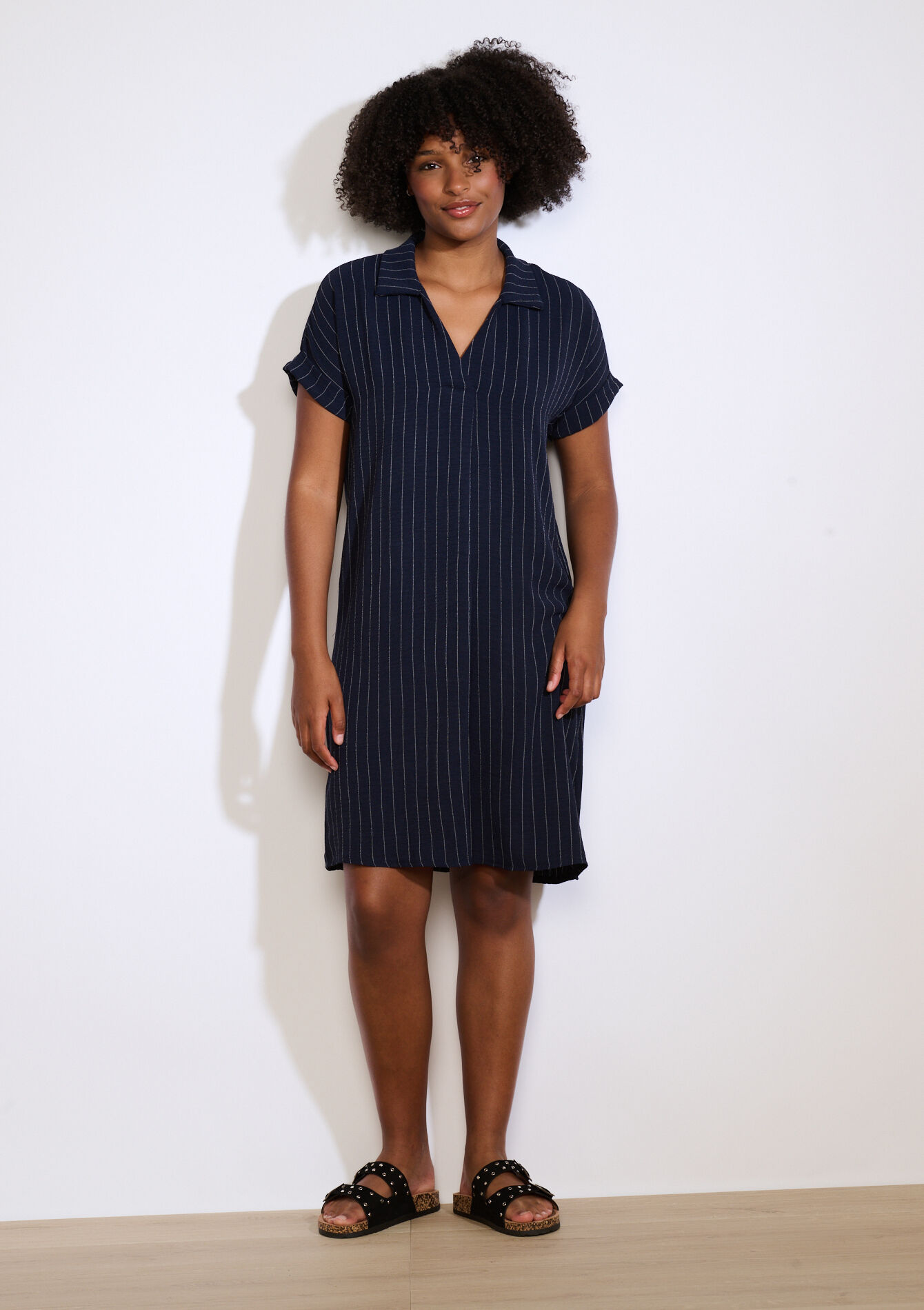 Gestreepte overhemdjurk, Gestreepte overhemdjurk - NAVY BASIC - 08104246_2723