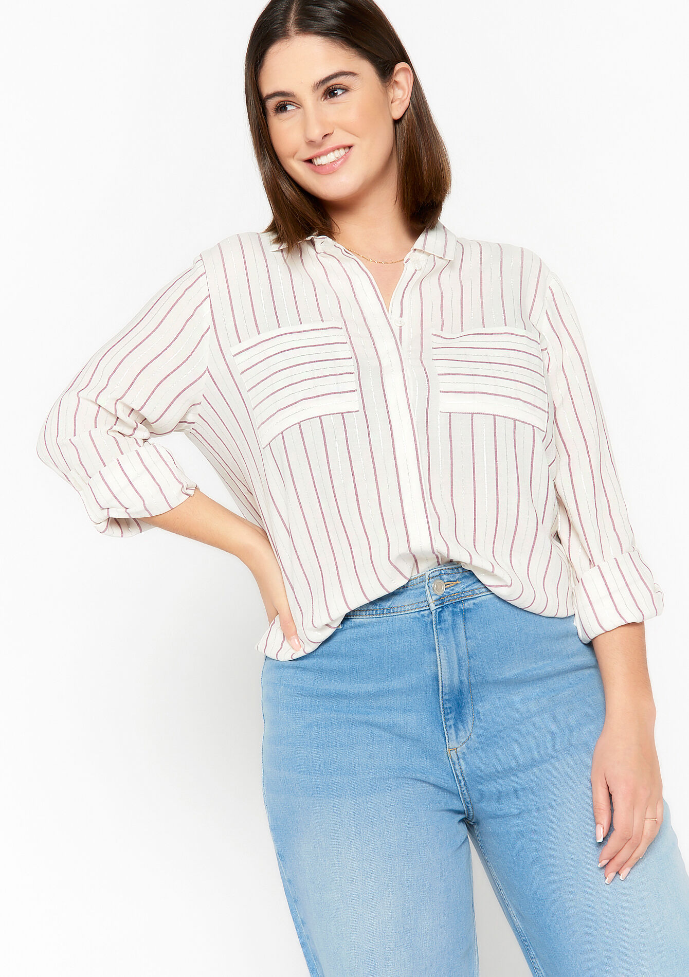 Striped shirt with lurex - VIOLINE - 05702101_2576