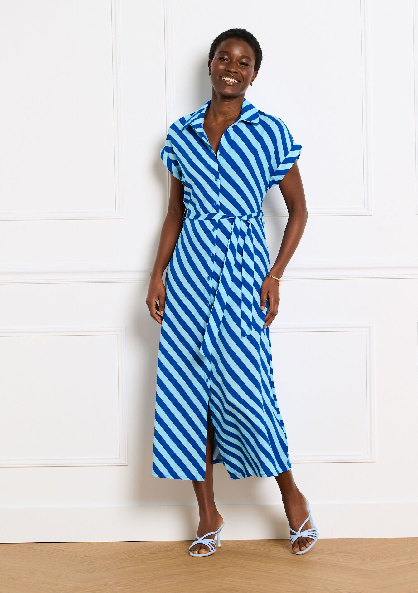 Vloeiende midi hemdjurk - BLUE ELECTRICAL - 08104484_2805