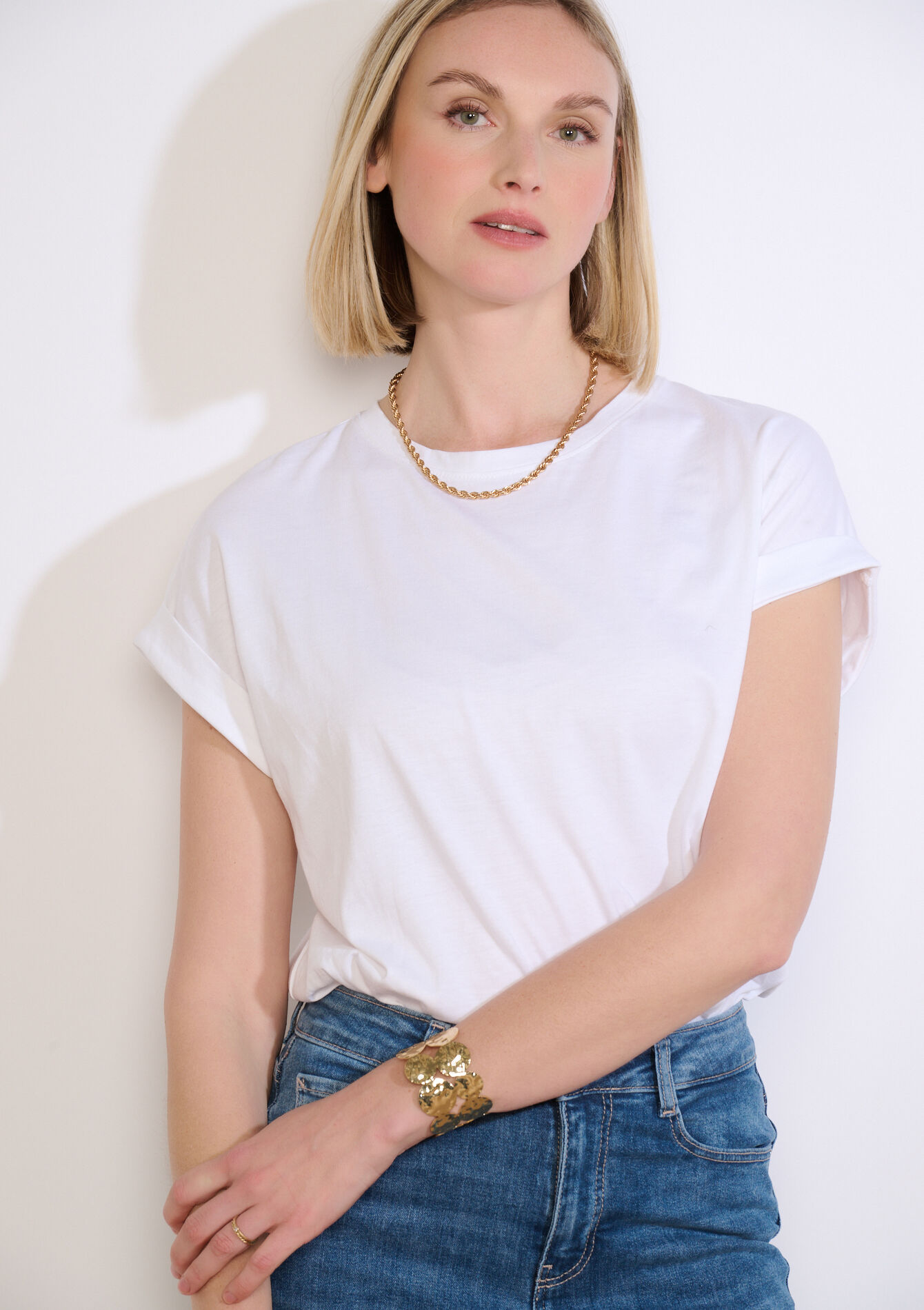 Losvallende T-shirt, Losvallende T-shirt - OPTICAL WHITE - 02301926_1019