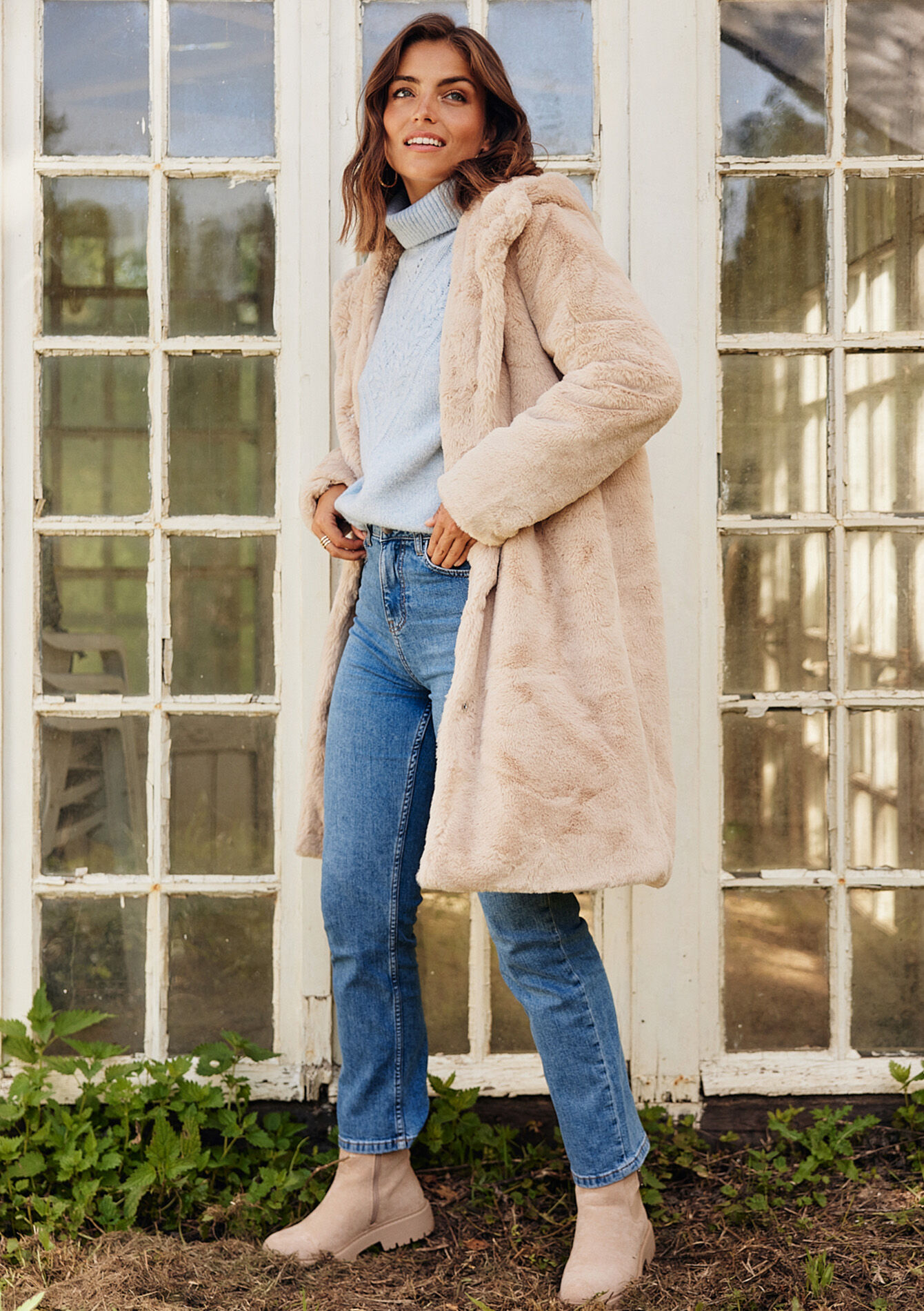 Lange fluffy jas, Lange fluffy jas - BEIGE CLASSIC - 23000608_4016