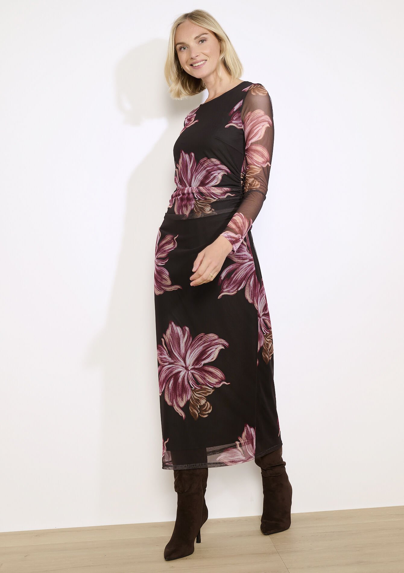 Robe bodycon à fleurs, Robe bodycon à fleurs - BLACK - 08104396_1119