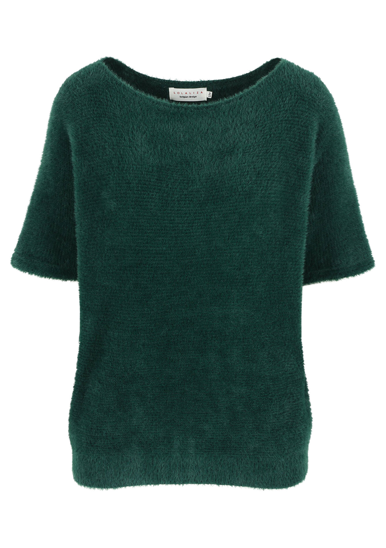 Pull à maille poilue à manches courtes - BOTTLE GREEN - 04006673_1778