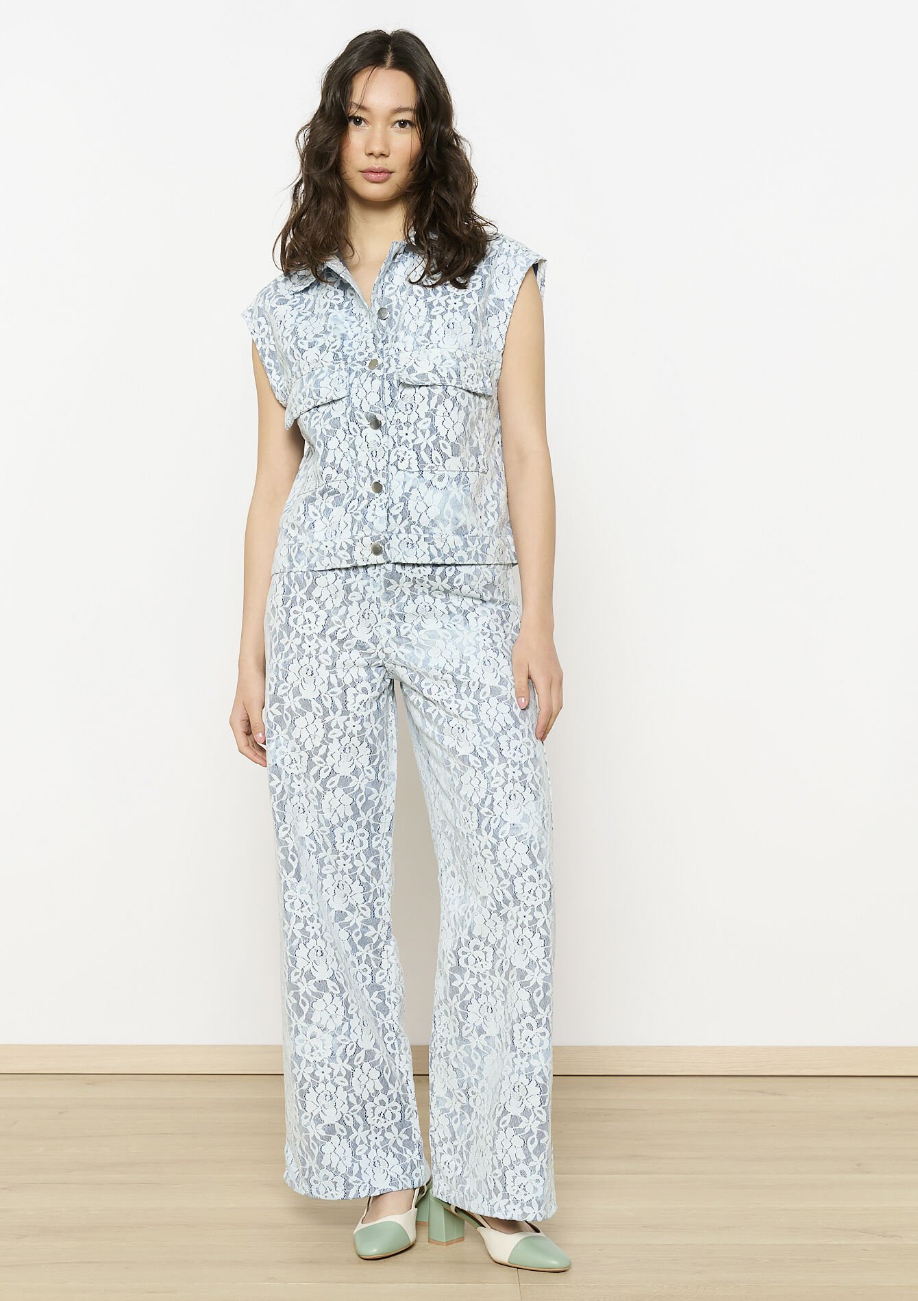 Mouwloos kanten vest, Mouwloos kanten vest - AQUA BLUE - 09001464_3302