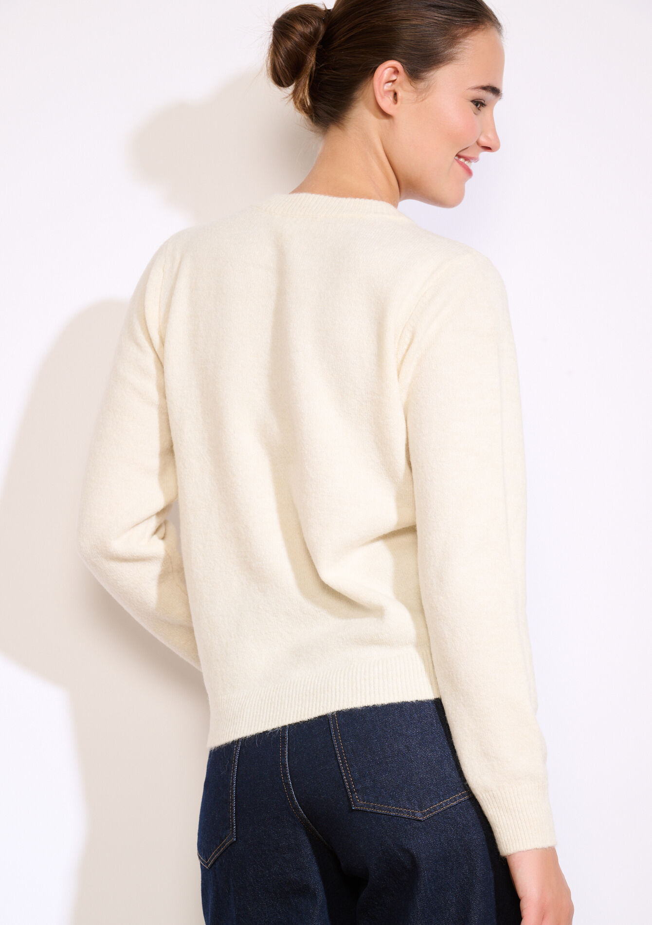 Zachte trui met ronde hals, Zachte trui met ronde hals - VANILLA WHITE - 04006880_1013