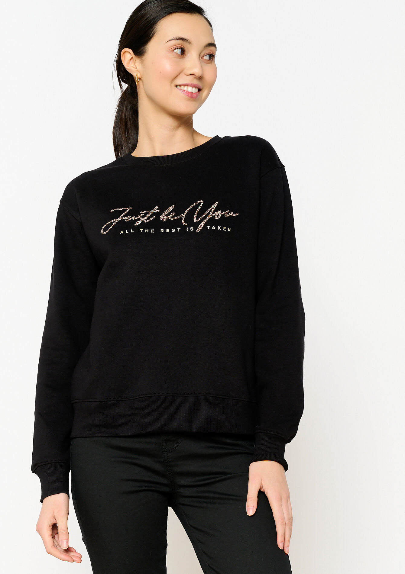 Sweater met opschrift, Sweater met opschrift - BLACK - 03001702_1119