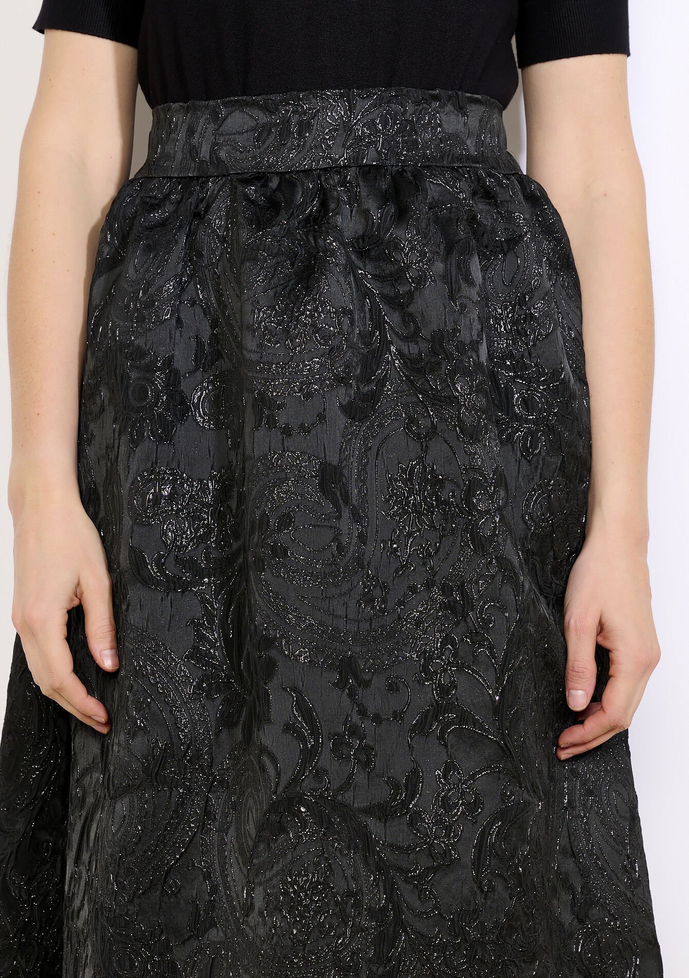 Jacquard midi-rok, Jacquard midi-rok - BLACK - 07101458_1119