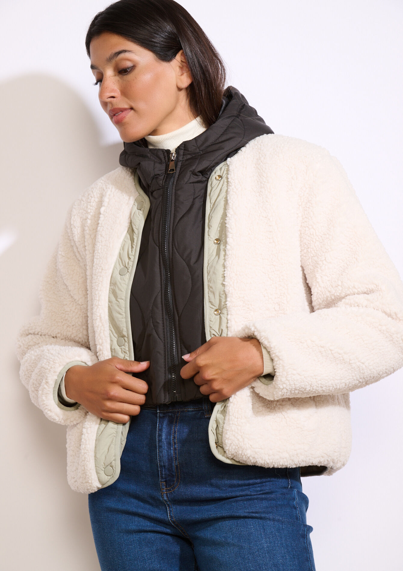 Gewatteerde donskap met kraag, Gewatteerde donskap met kraag - BLACK - 17002190_1119