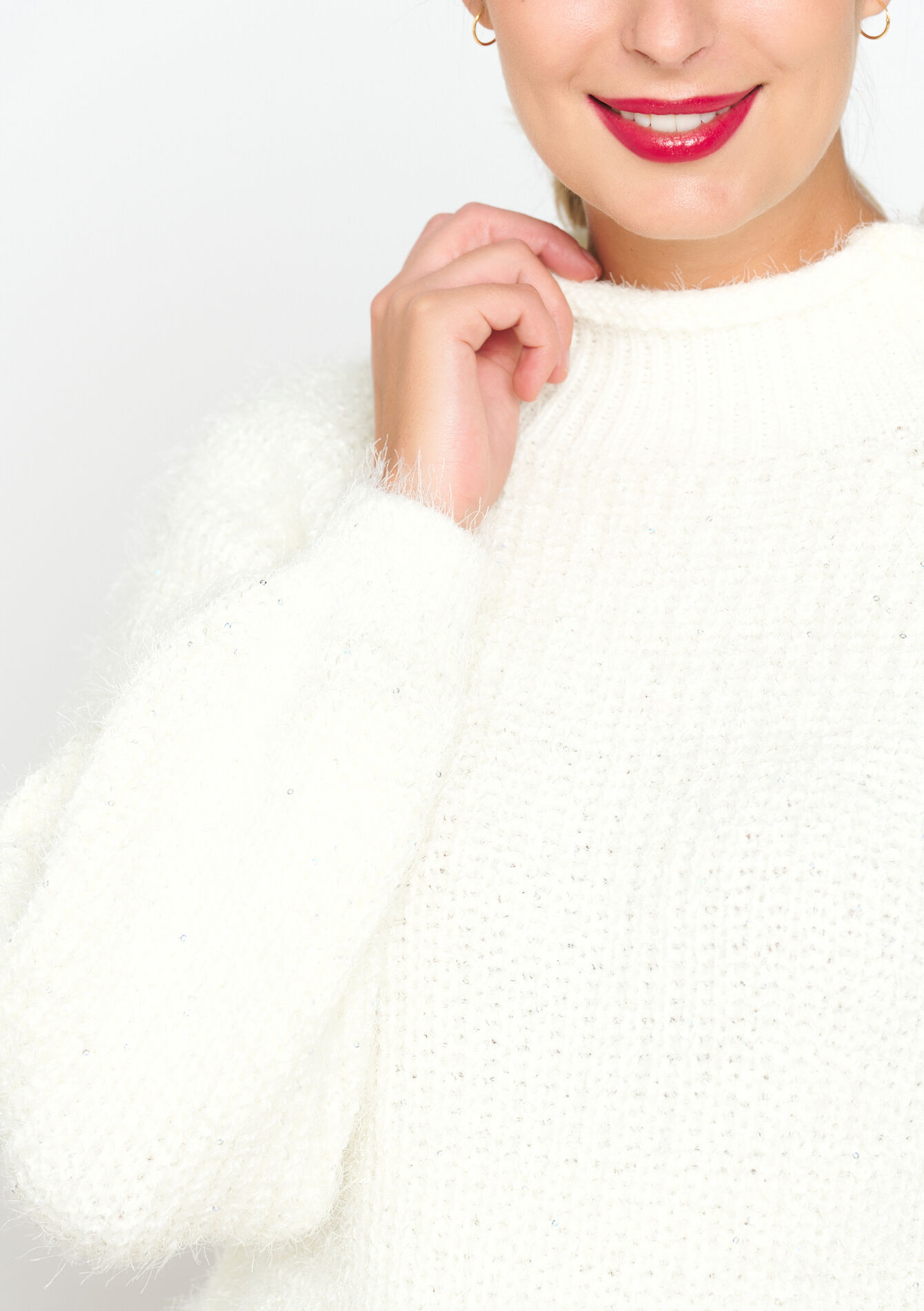 Eyelash trui met lovertjes - OFFWHITE - 04006402_1001