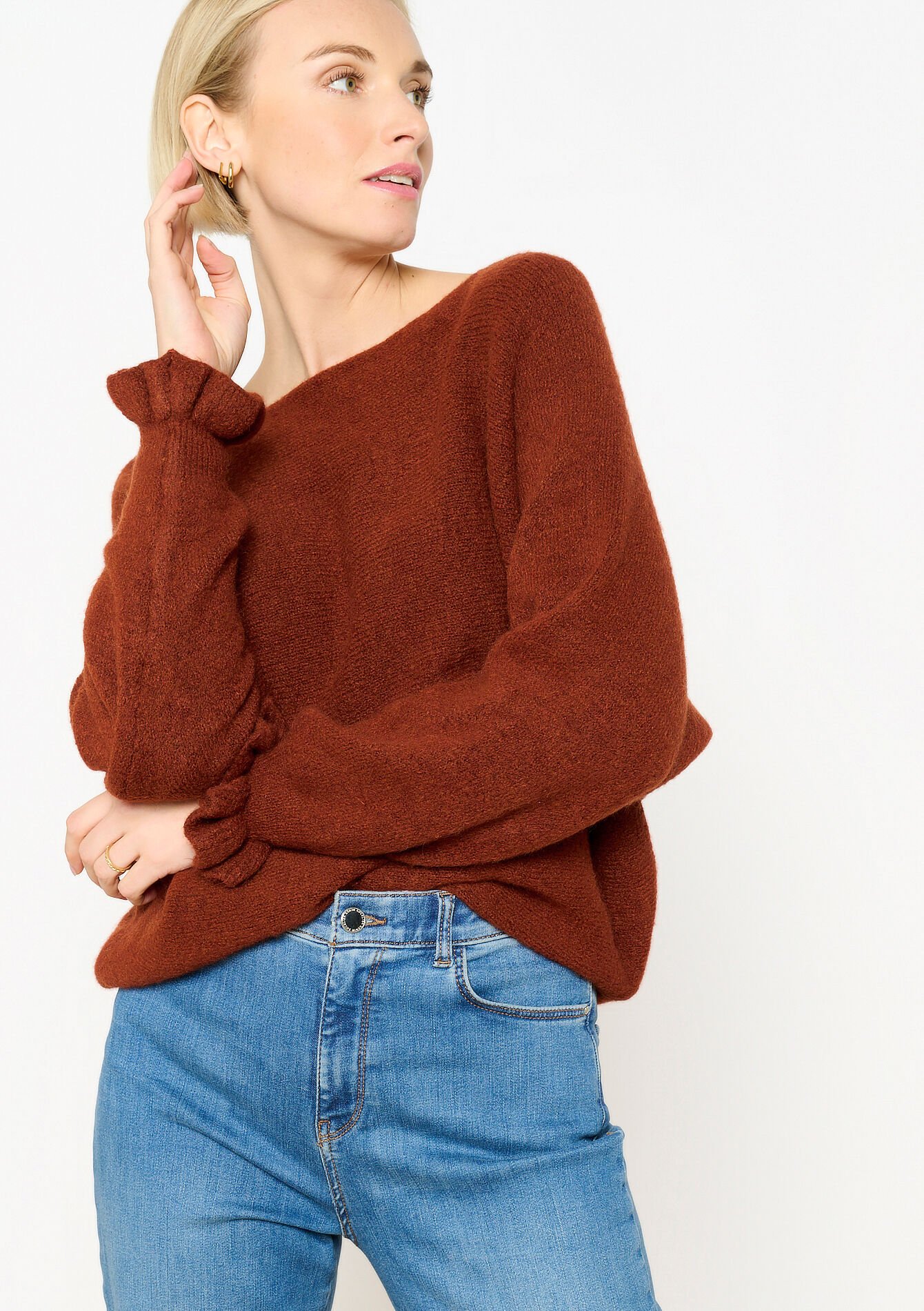 Plain sweater with boat neck, Plain sweater with boat neck - LIGHT CAMEL - 04006813