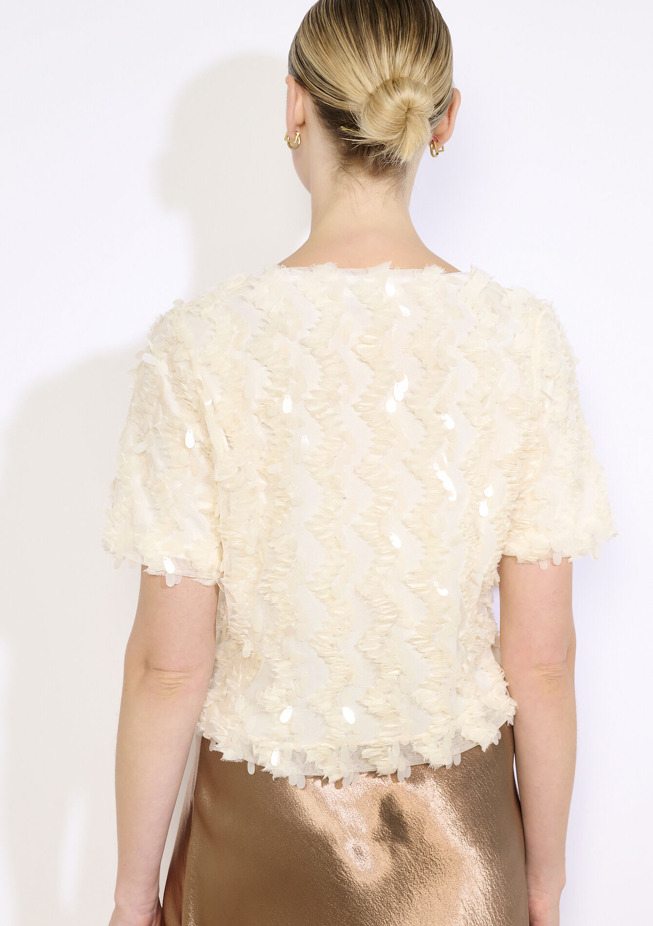 Top met paillettenstructuur, Top met paillettenstructuur - VANILLA WHITE - 02301972_1013