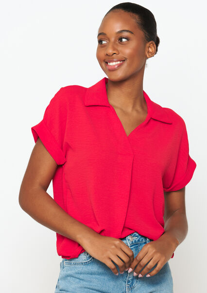 Short-sleeved polo shirt - RED LIPSTICK - 05702441_5310