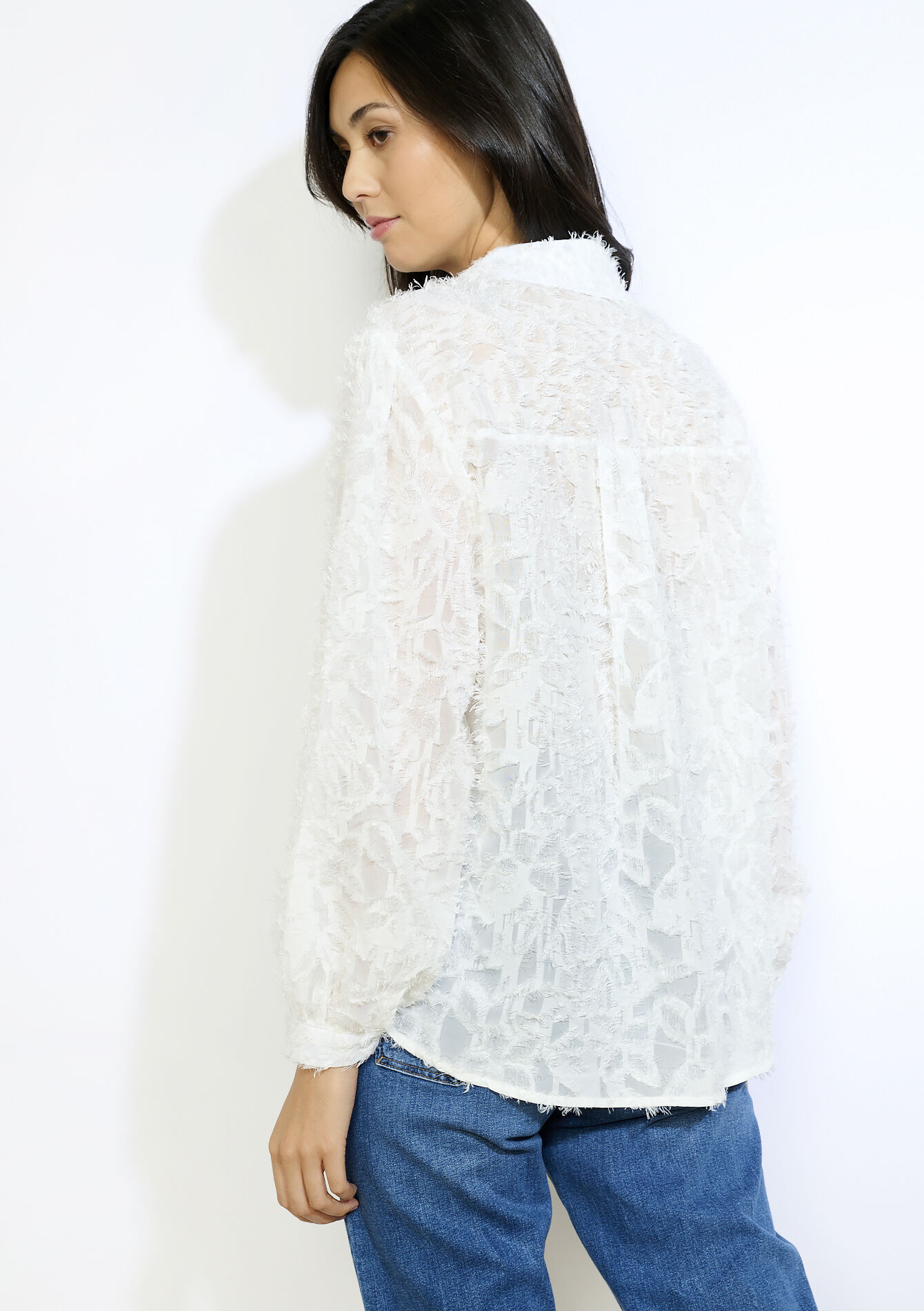 Textured airy shirt, Textured airy shirt - OPTICAL WHITE - 05702858_1019