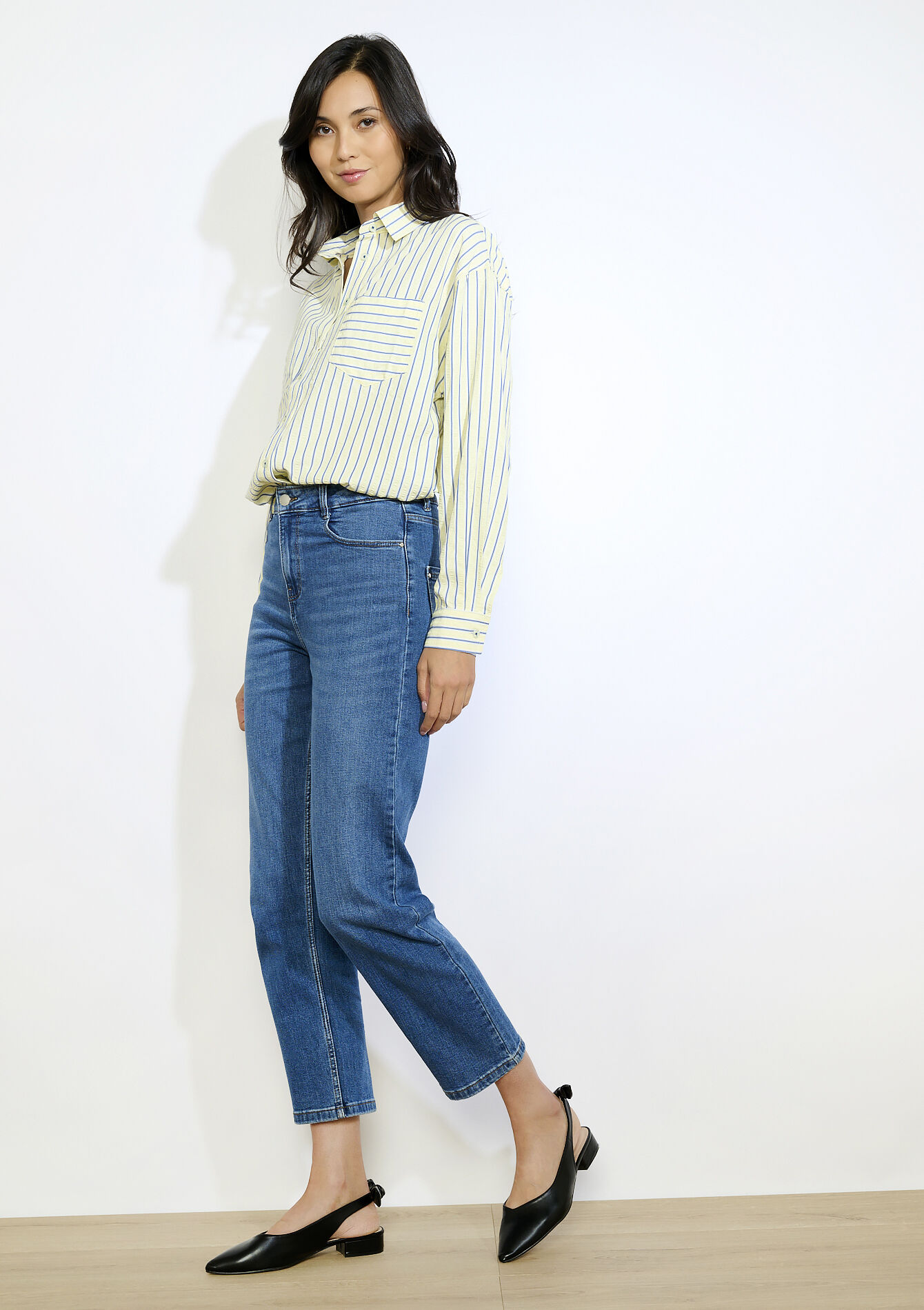 Hoge taille rechte jeans, Hoge taille rechte jeans - MEDIUM BLUE - 22000598_0500