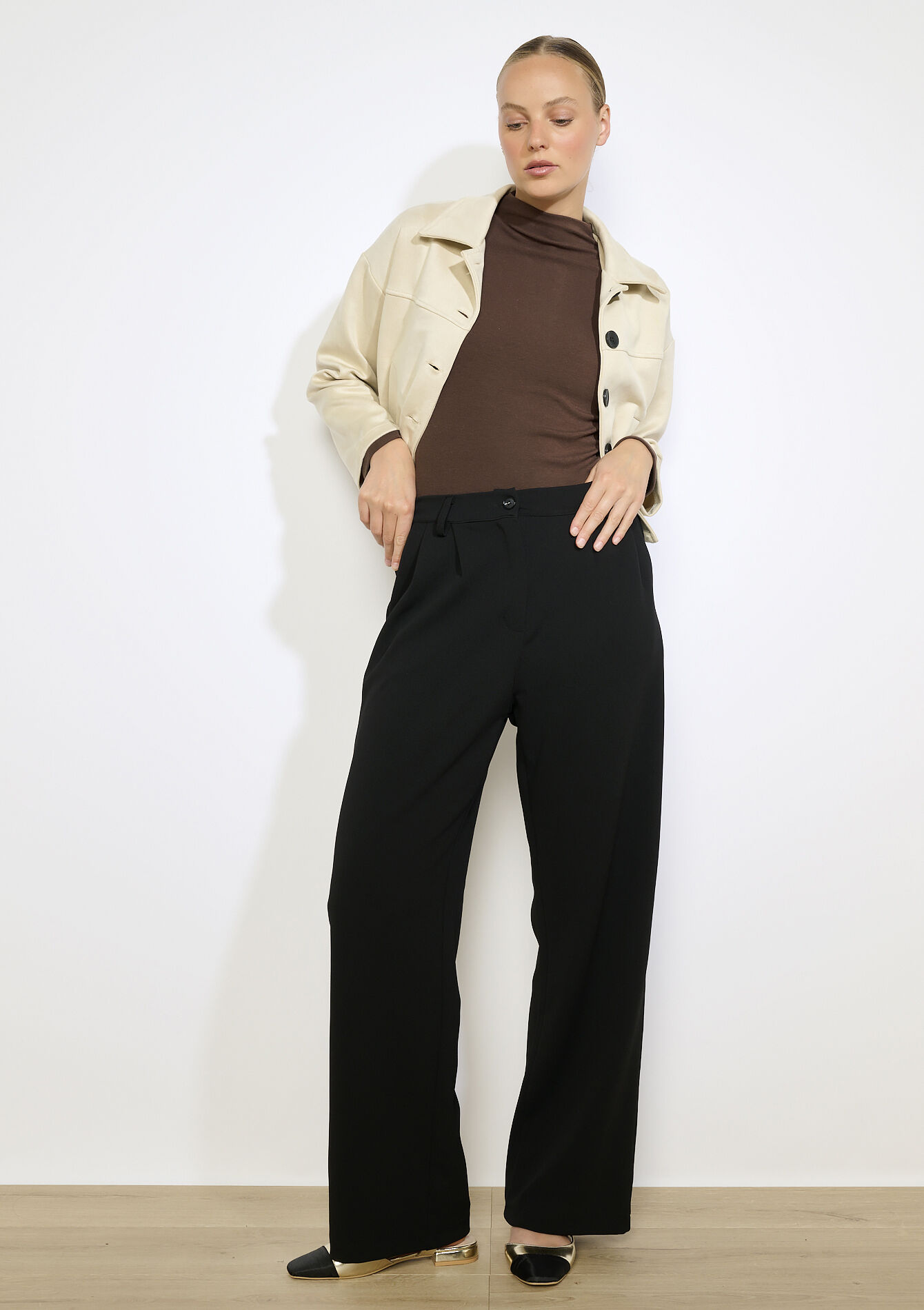 T-shirt lange mouwen met col, T-shirt lange mouwen met col - BROWN DARK CHOCOLATE - 02400351_3720