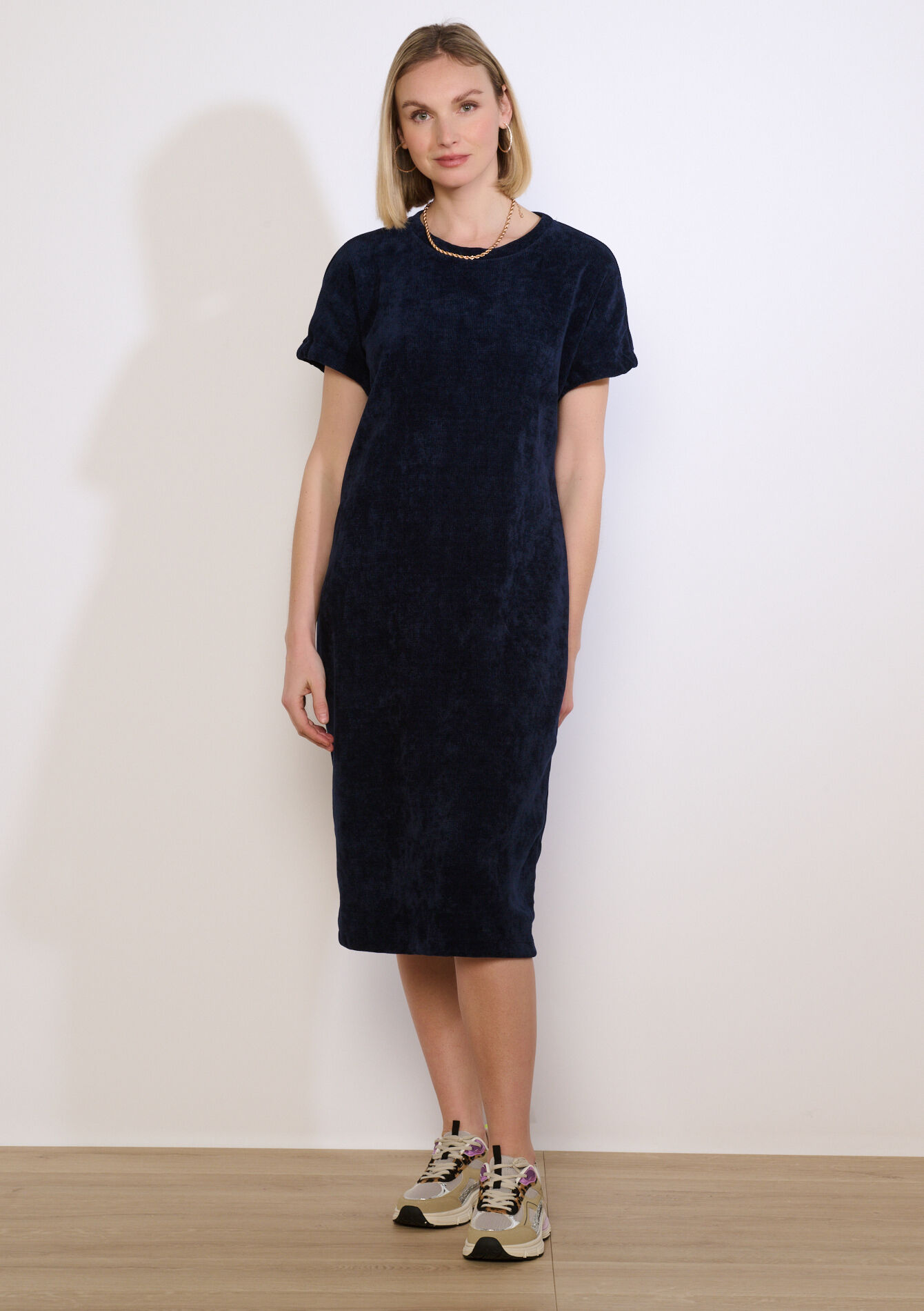 Fluwelen sweaterjurk - NAVY BASIC - 08104445_2723