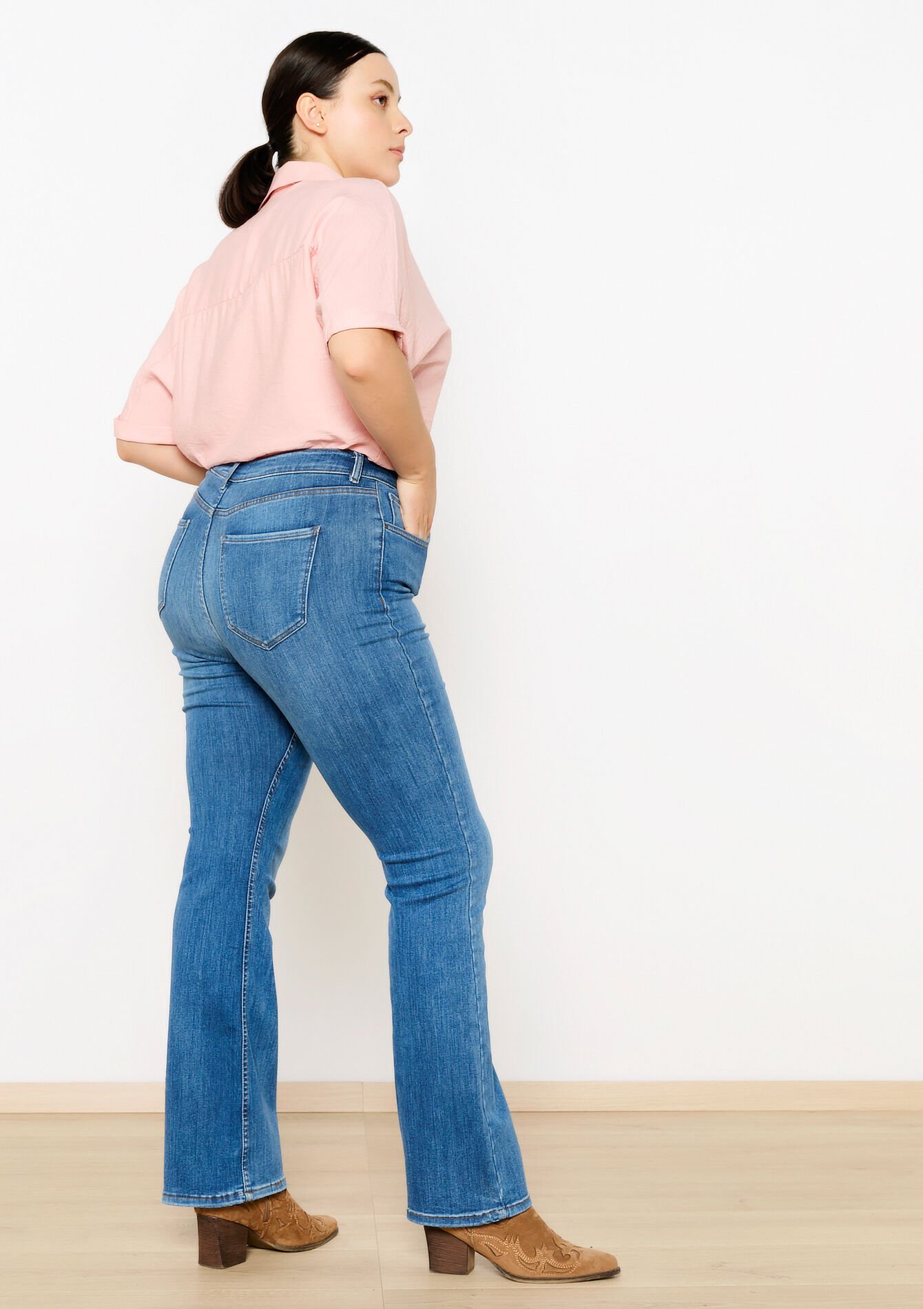 Jean bootcut avec taille haute, Jean bootcut avec taille haute - MEDIUM BLUE - 22000541_0500