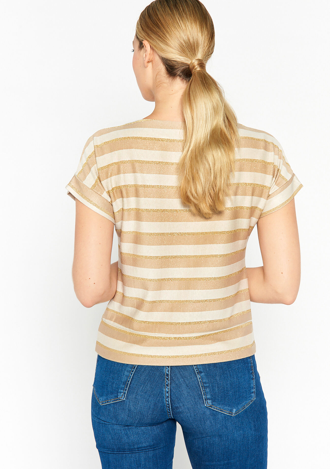 T-shirt with stripes - LT BEIGE - 02301374_2527