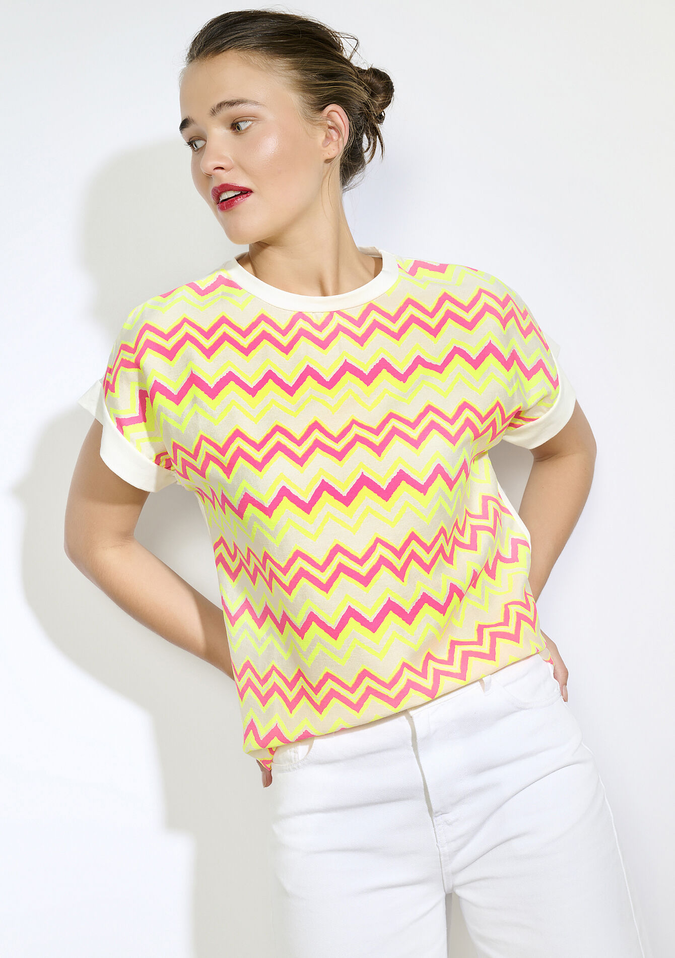 Chevron print T-shirt, Chevron print T-shirt - OFFWHITE - 02301870