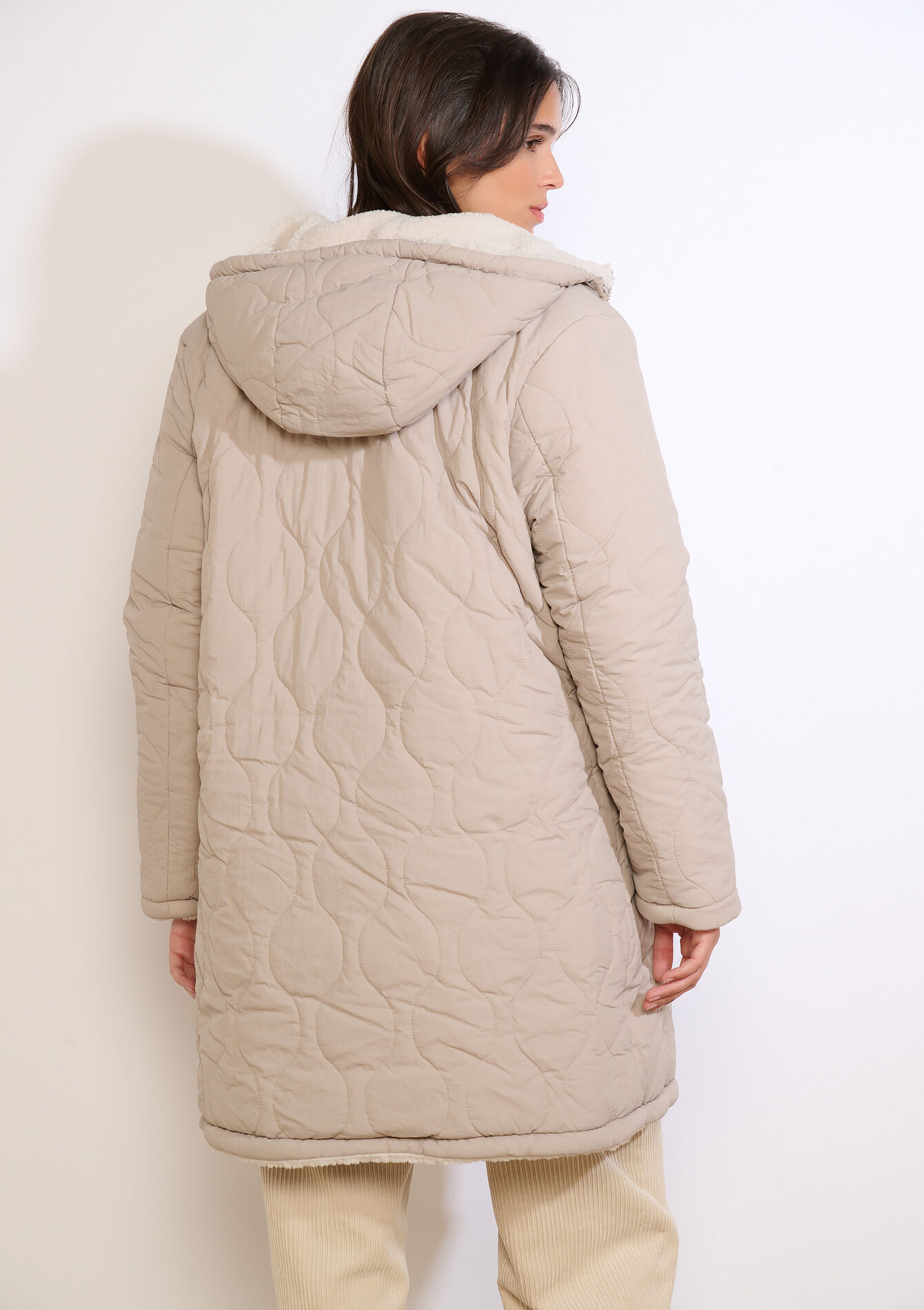 Doudoune réversible longue, Doudoune réversible longue - LIGHT TAUPE - 23000739_2572
