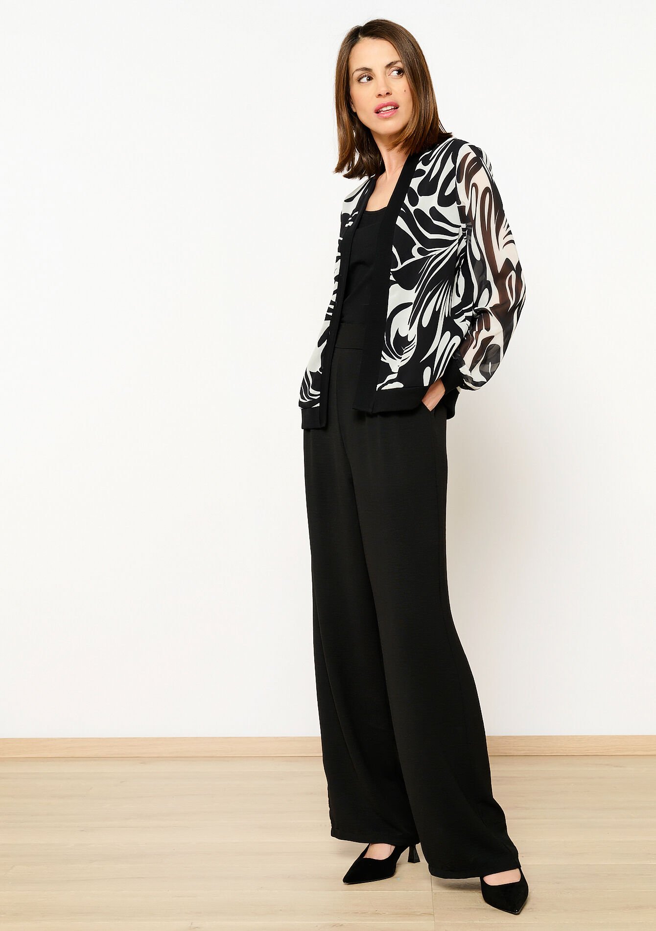 Veste fluide à imprimé fleuri  - BLACK - 09100913_1119