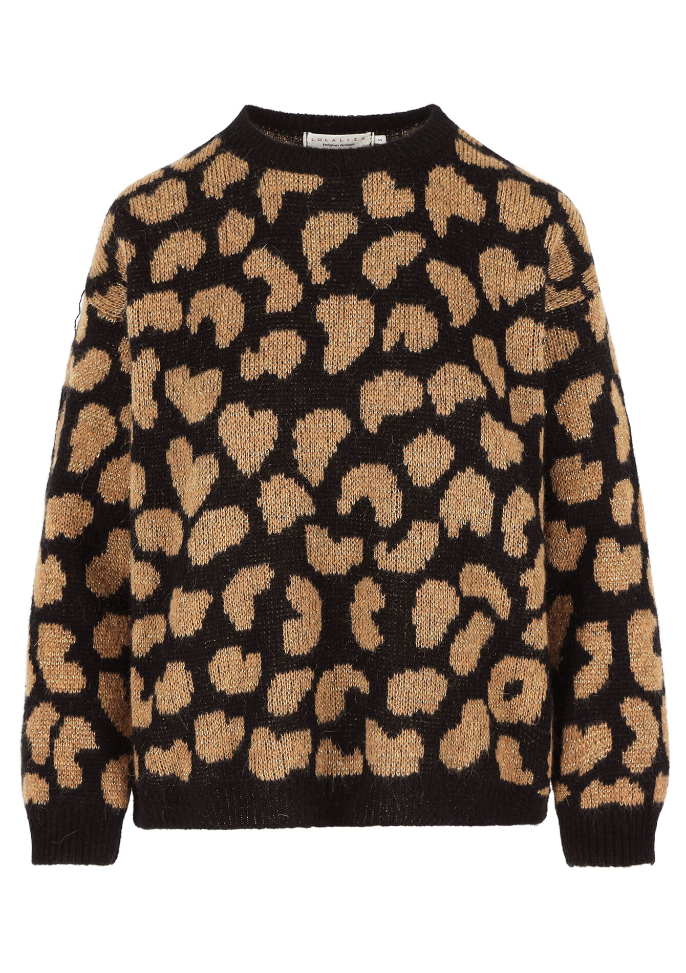 Jacquard trui met luipaardprint, Jacquard trui met luipaardprint - BLACK - 04006824_1119