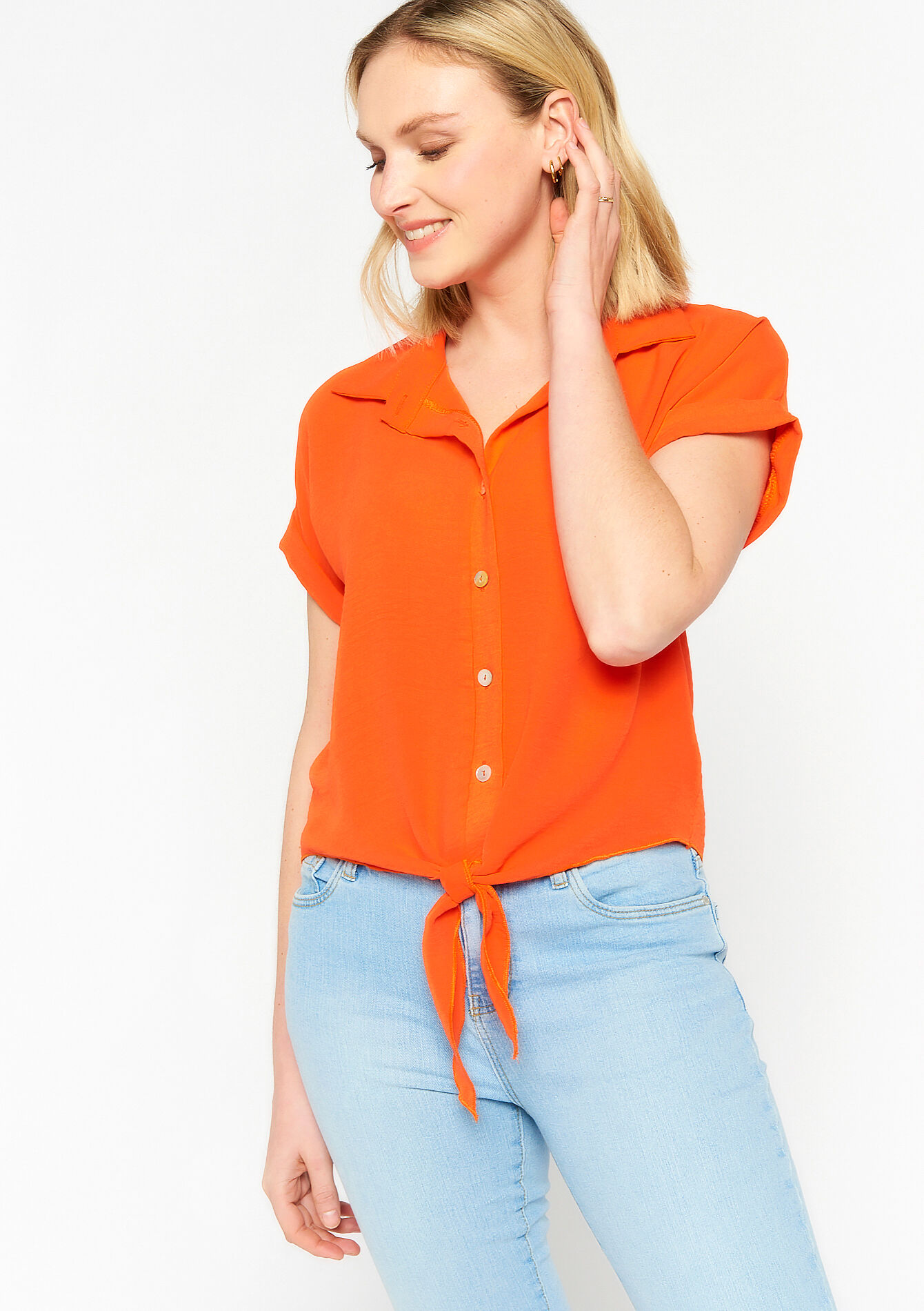 Chemise avec noeud, Chemise avec noeud - ORANGE BRIGHT - 1073415