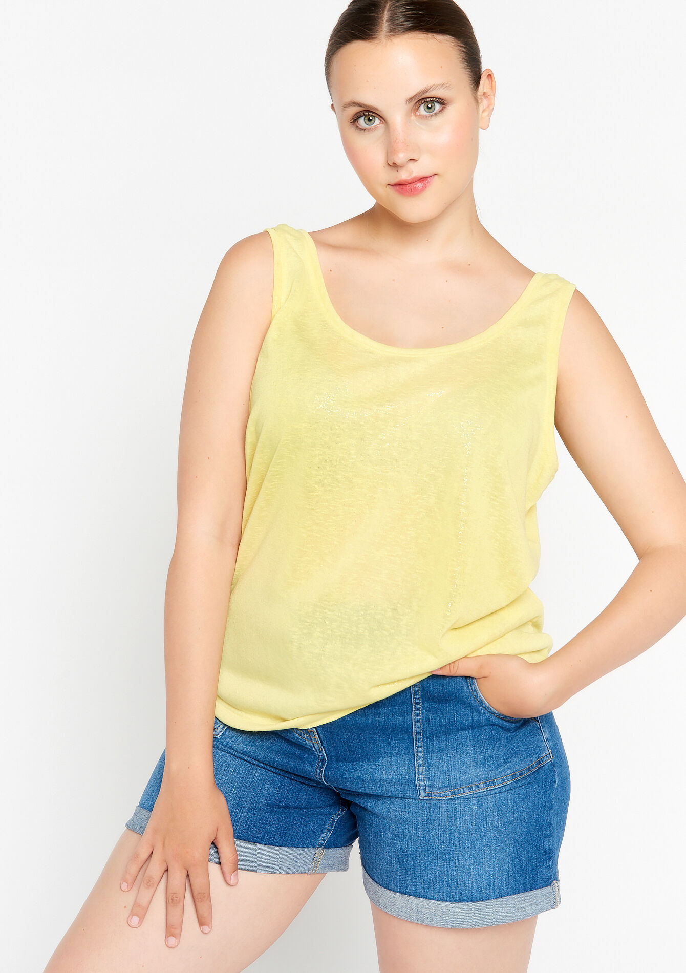 Top with round neck, Top with round neck - YELLOW PASTEL - 02200335_5004