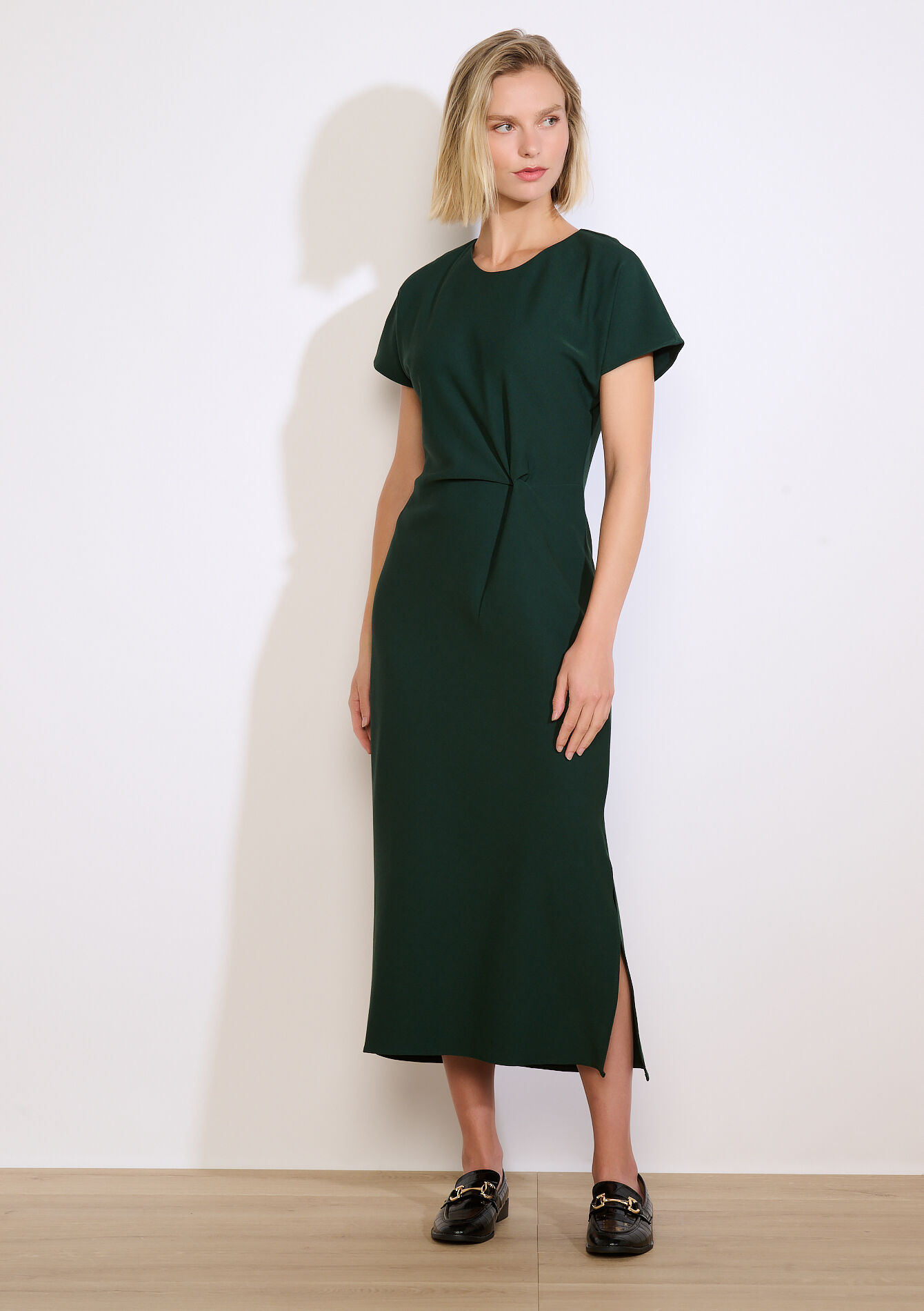 Midi-jurk met zijstrik, Midi-jurk met zijstrik - GREEN FOREST - 08104277_4624