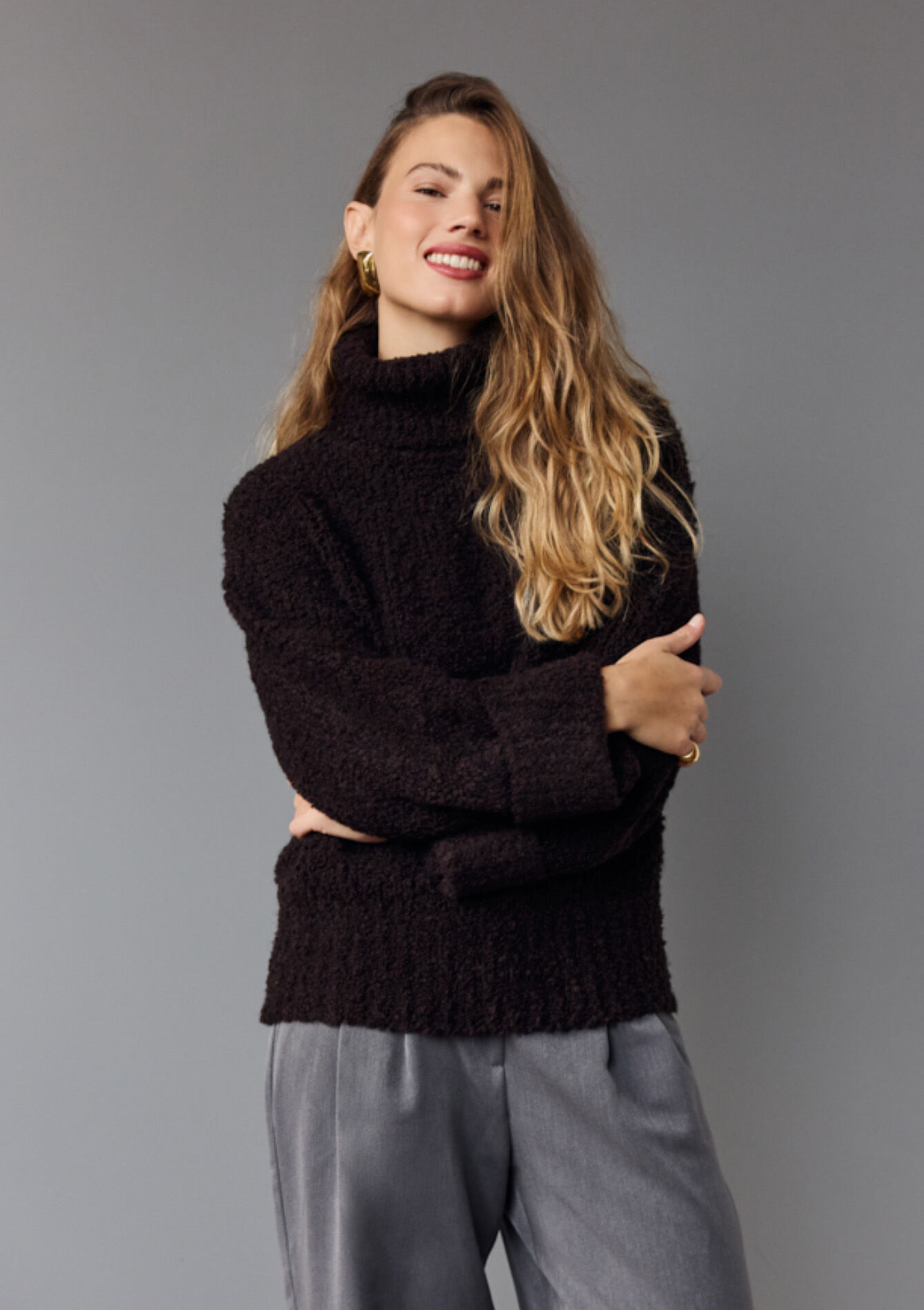 Pull col roulé texturé, Pull col roulé texturé, , back