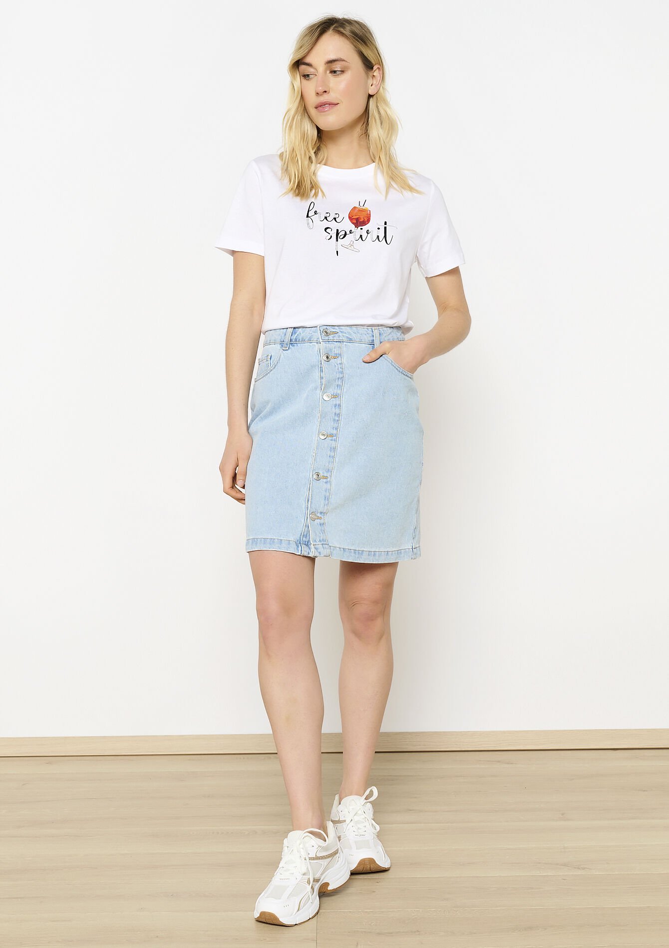 T-shirt met 'Free Spirit' print, T-shirt met 'Free Spirit' print - OPTICAL WHITE - 02301609_1019