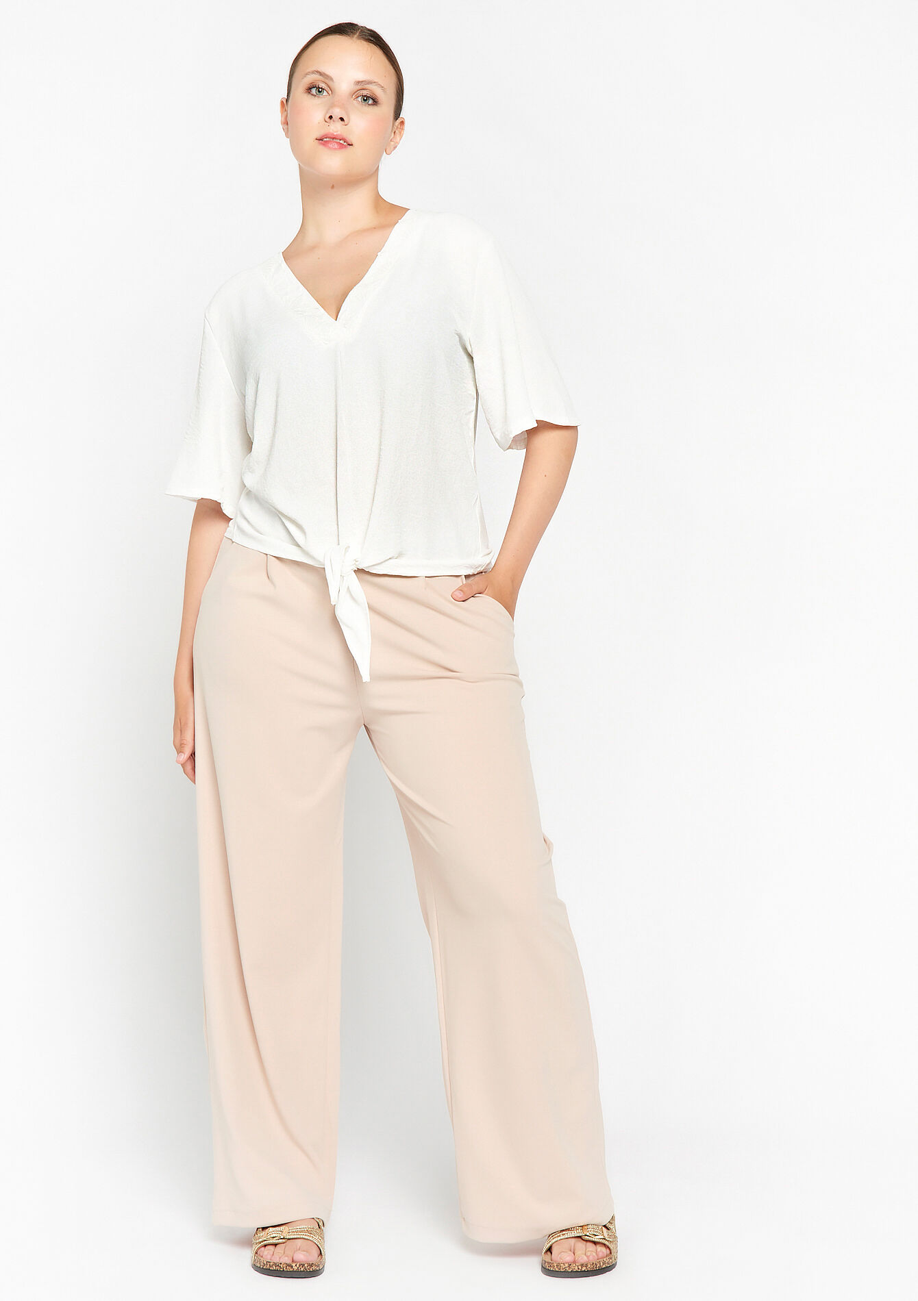 T-shirt met vlindermouwen, T-shirt met vlindermouwen - OFFWHITE - 02301354_1001