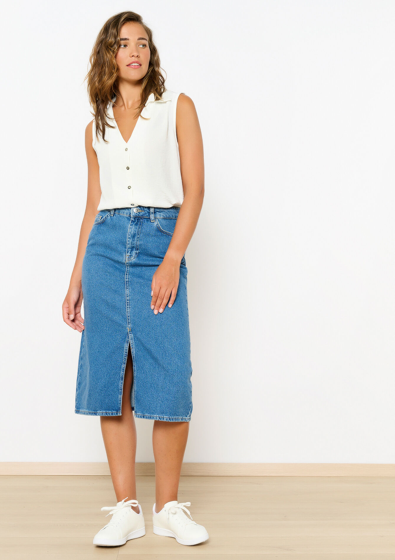 Denim midirok - MEDIUM BLUE - 07101266_0500