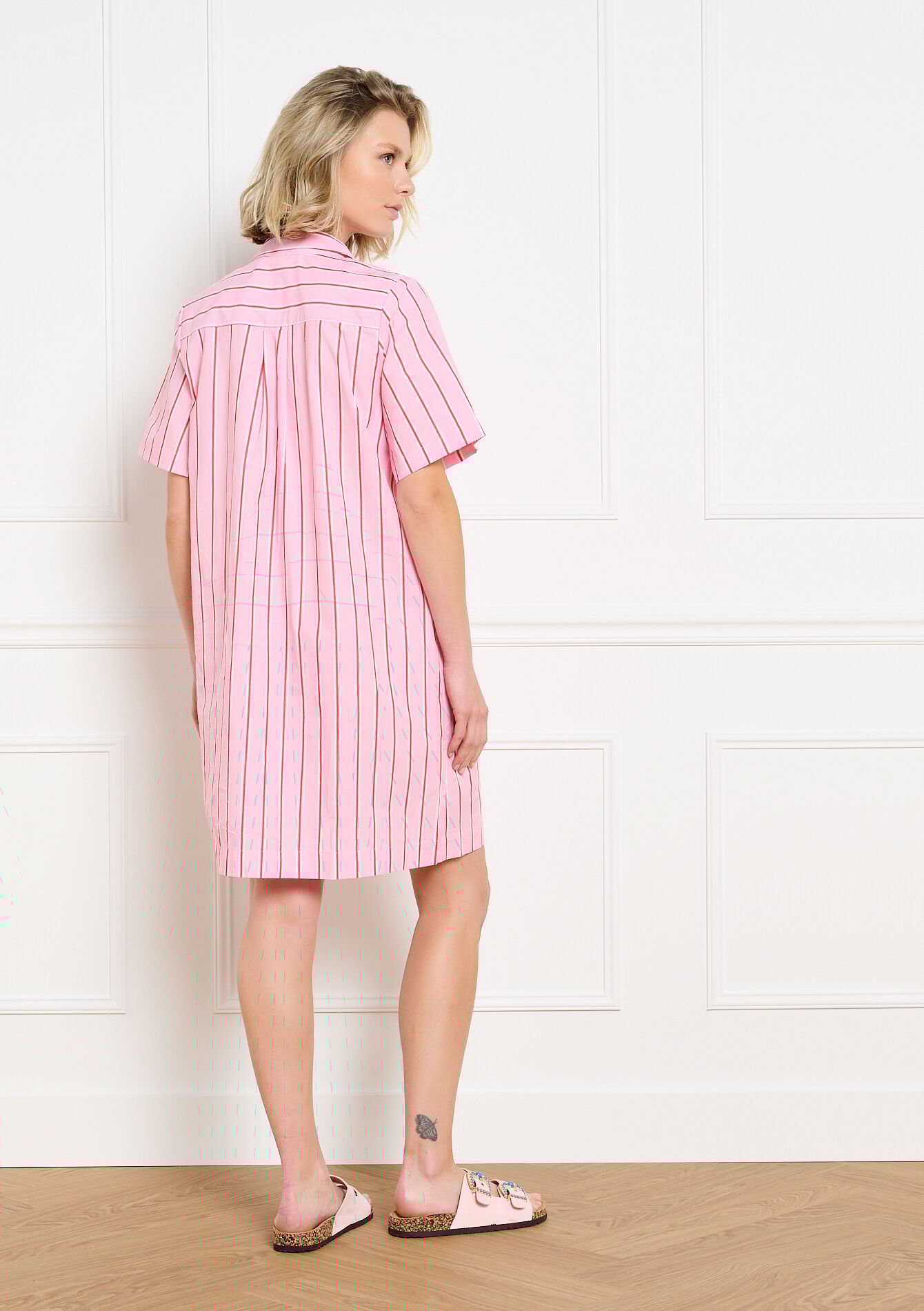 Robe chemise ceinturée rayée - PINK BUBBLEGUM - 08104370_1477