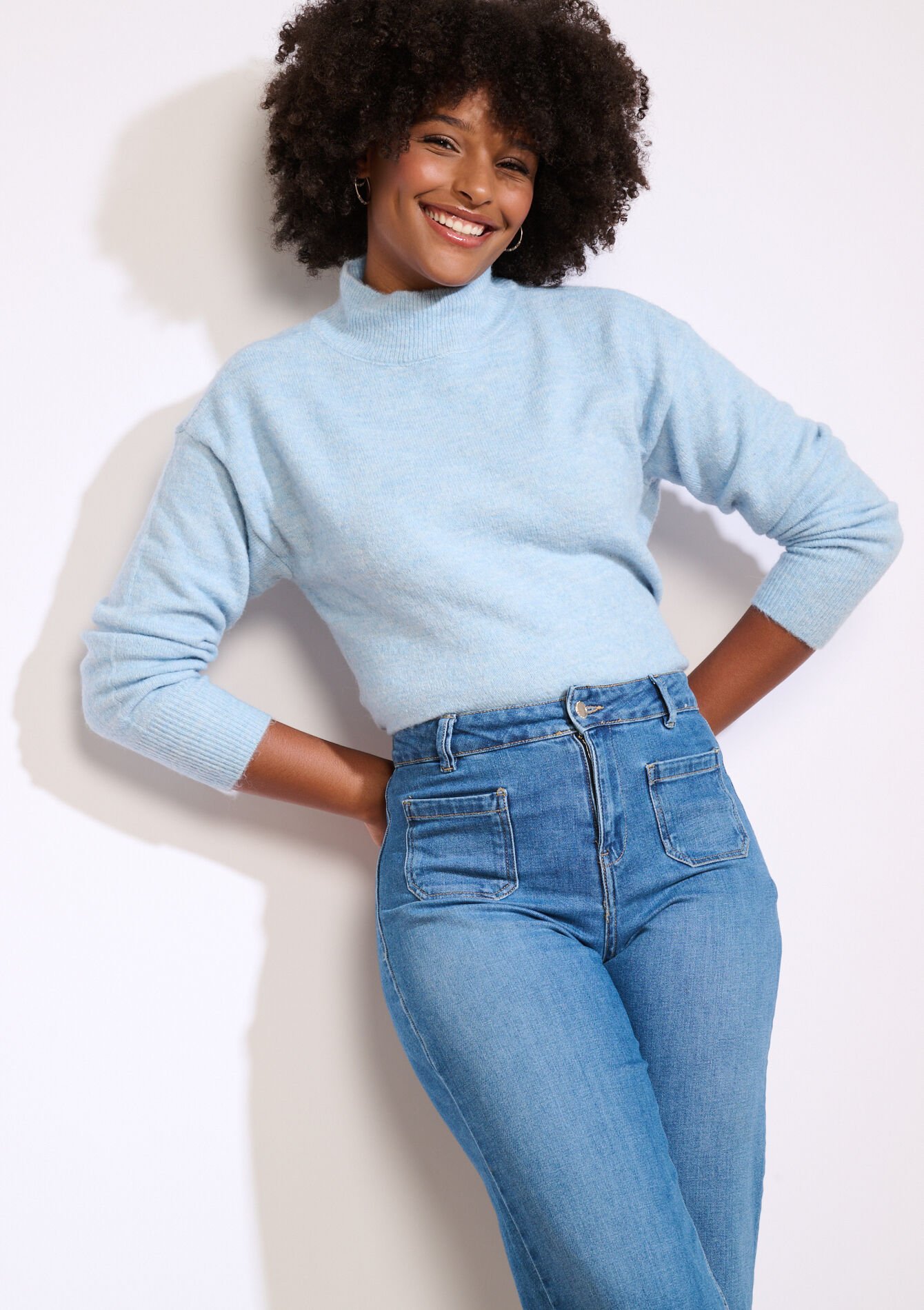 Pull doux col montant, Pull doux col montant, , back