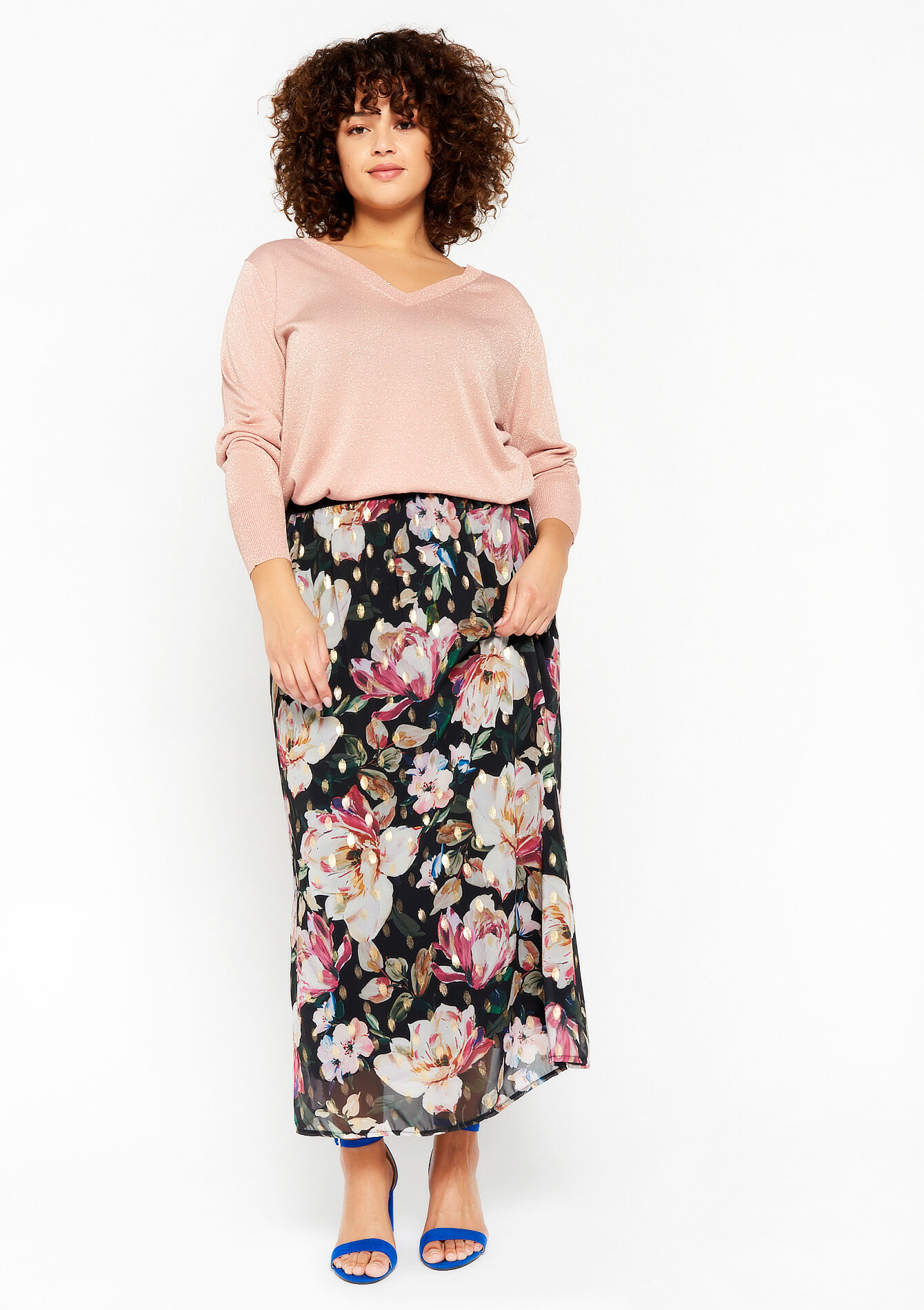 Geribbelde trui met korte mouwen - NUDE PINK - 04005938_1301