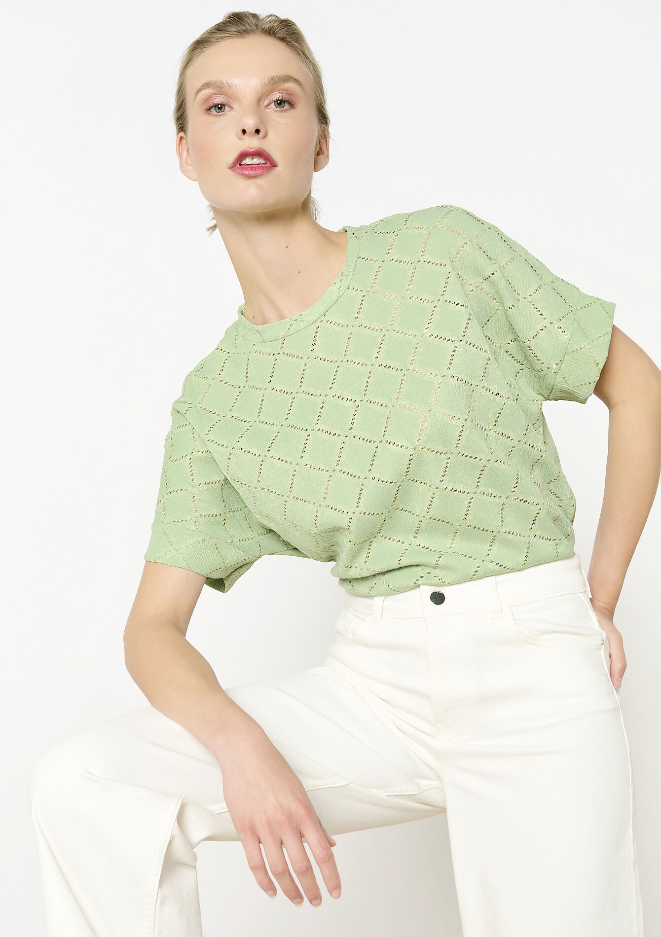 Graphic knit top, Graphic knit top - KHAKI FADED - 02301794_4326