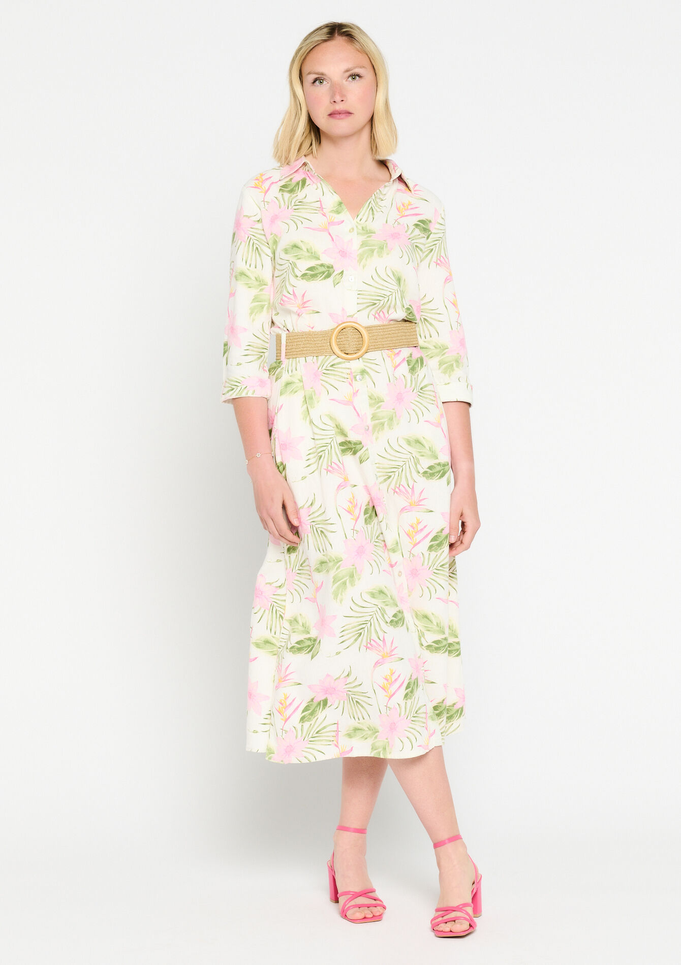 Hemdjurk met bloemenprint - OFFWHITE - 08601825_1001