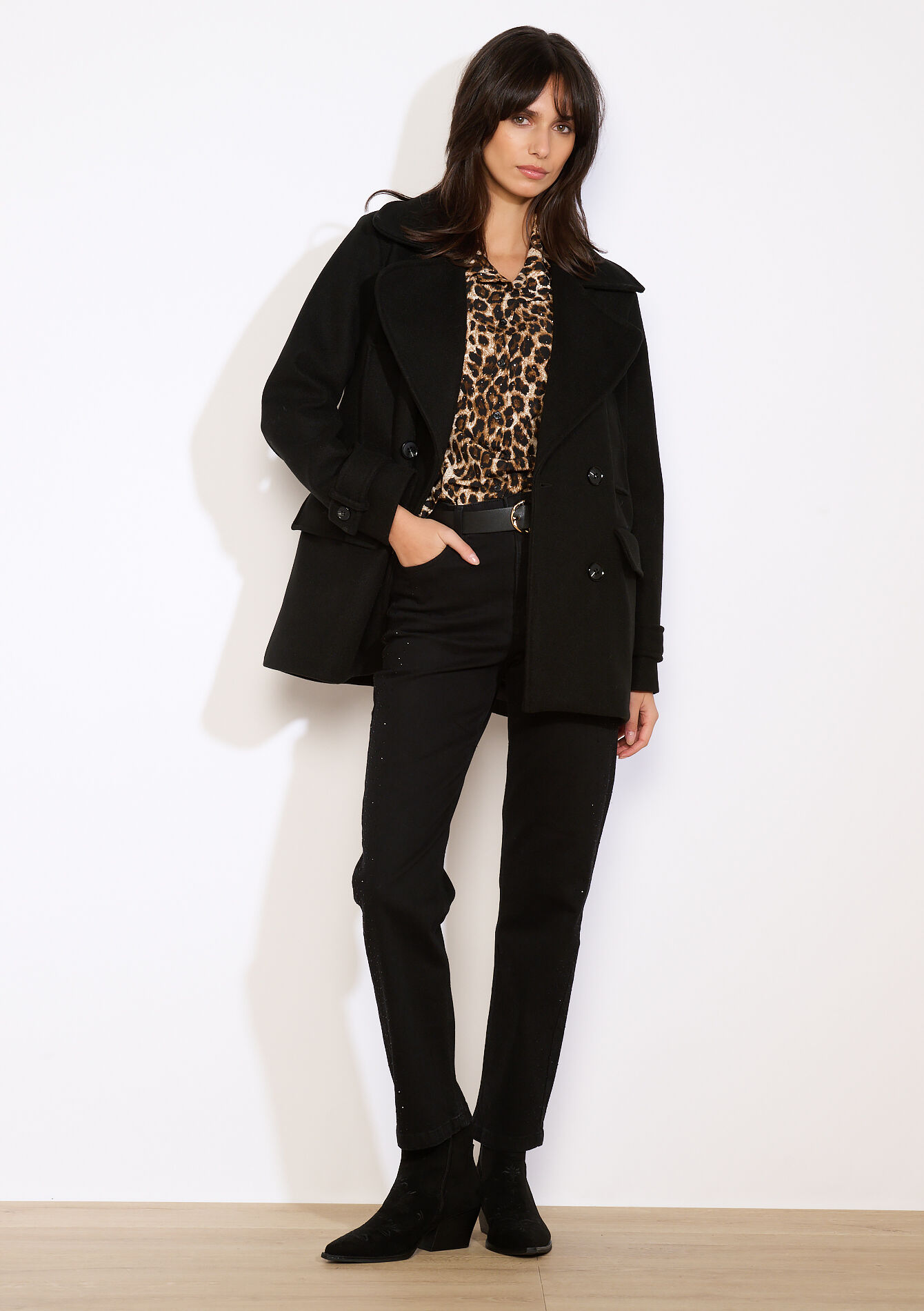 Manteau croisé, Manteau croisé - BLACK - 23000803_1119