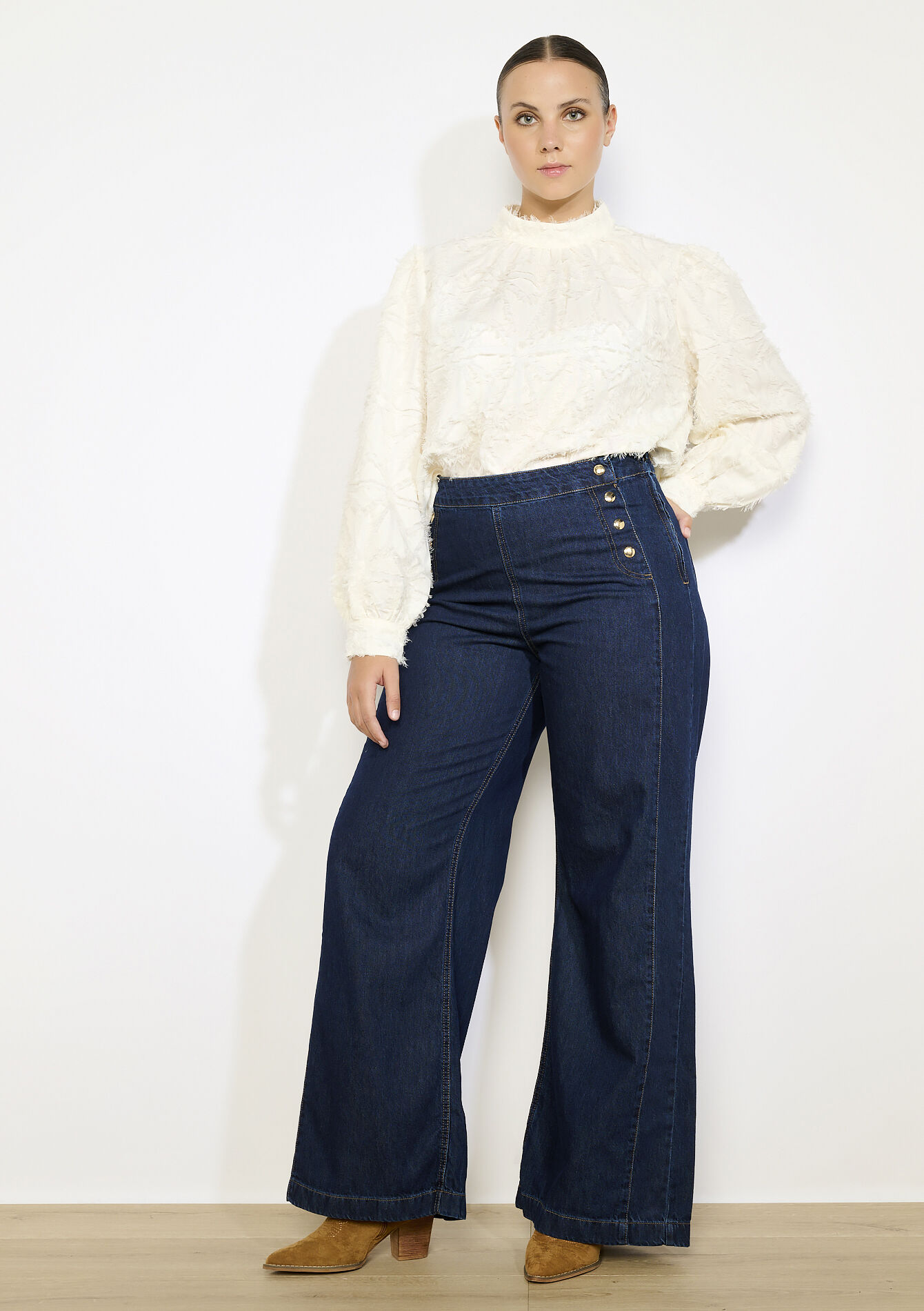 Blouse en jacquard frangé, , back