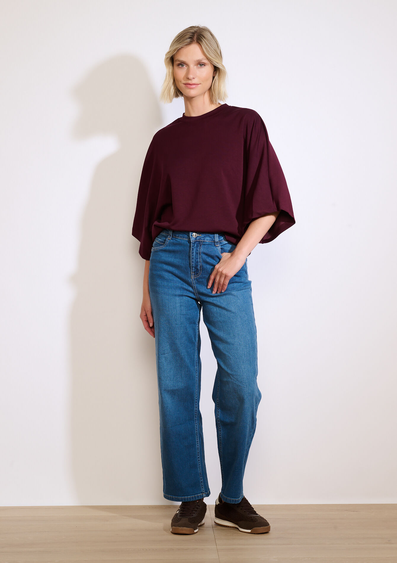 Sweater met wijde mouwen - AUBERGINE - 03001814_1537