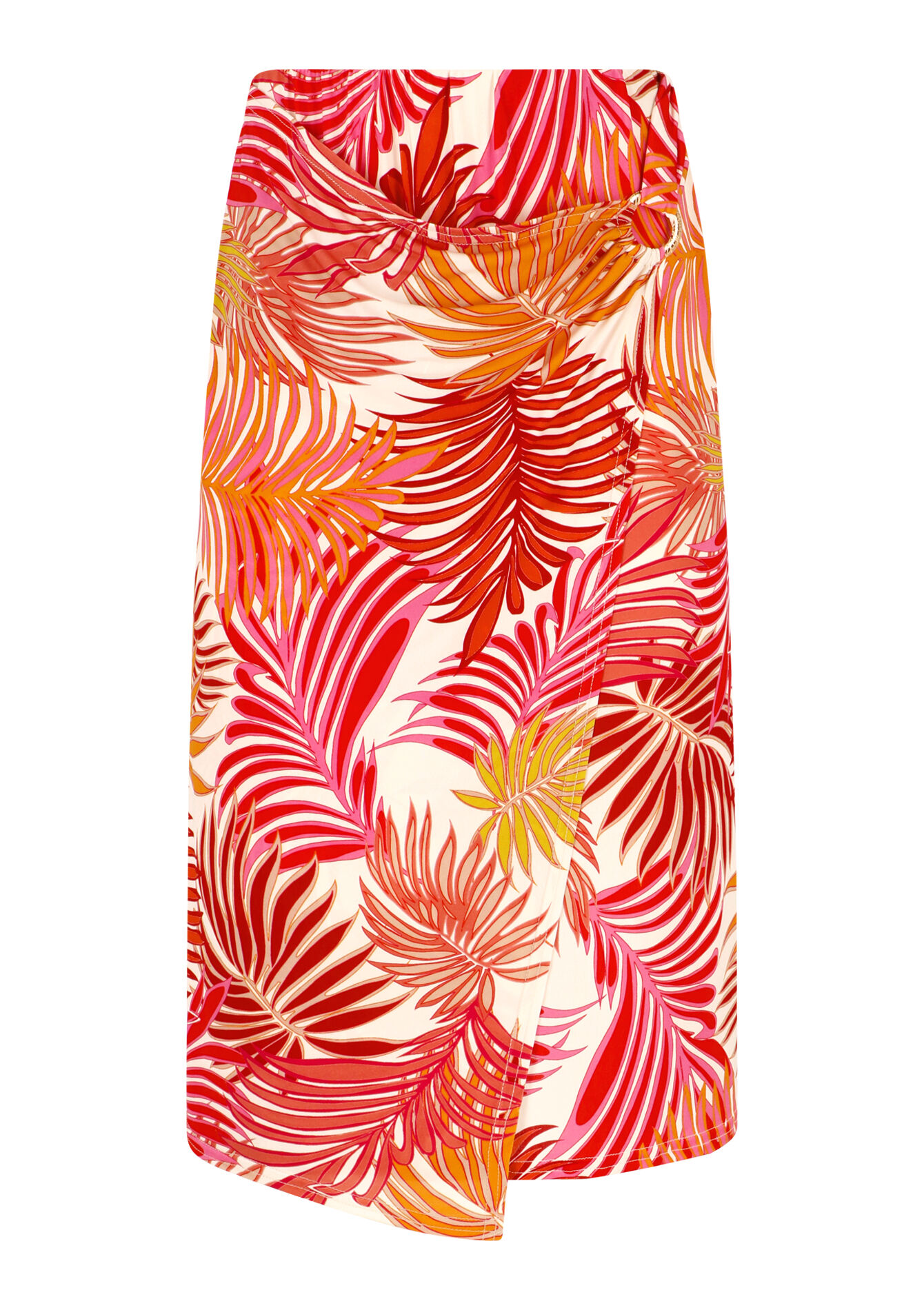 Asymmetrische rok met tropische print, Asymmetrische rok met tropische print - ORANGE SUNSET - 07101140_5200